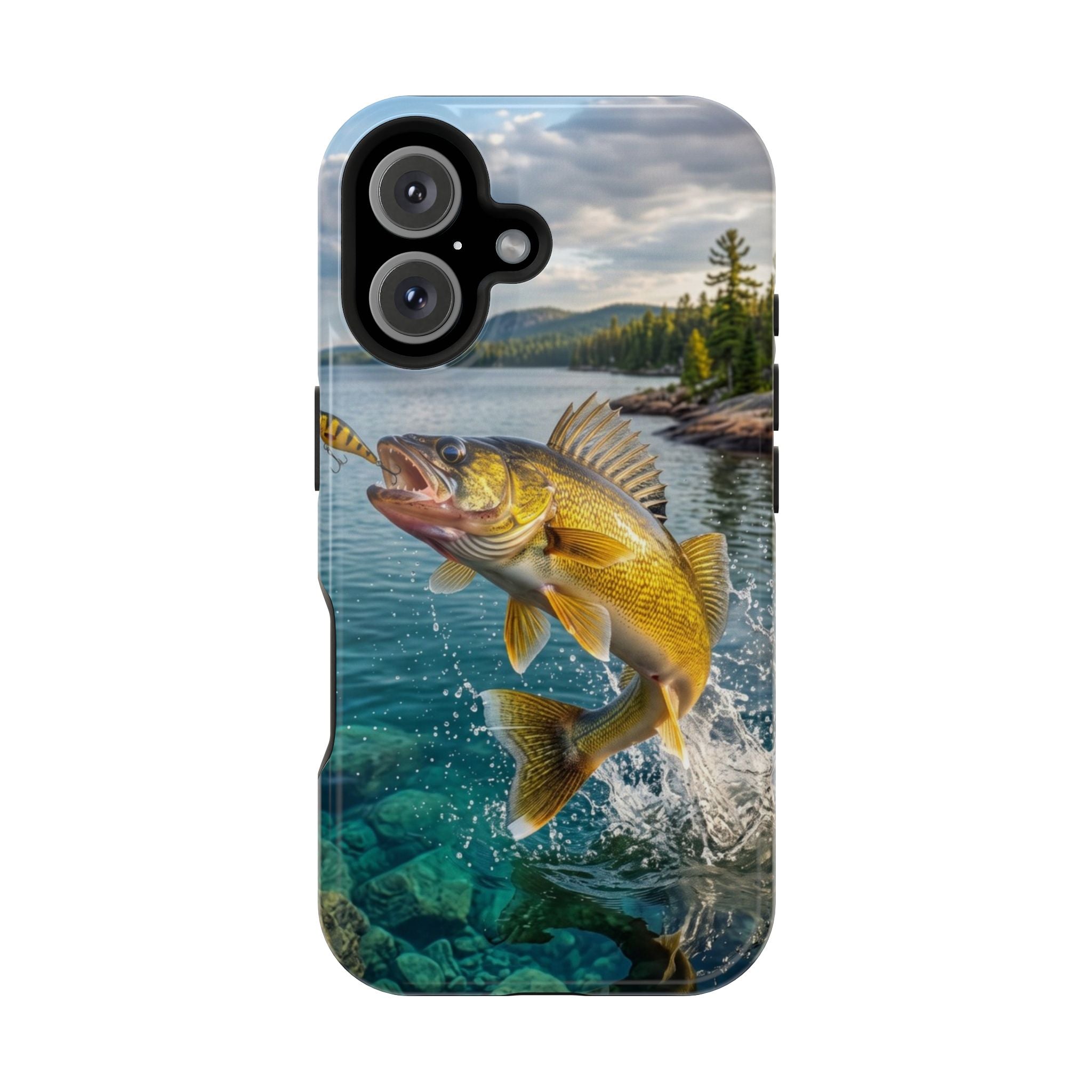 Walleye Fishing Fish Phone Case MagSafe Compatible for iPhone & Samsung Galaxy | Walleye Fisherman Gift | Dual Layer Tough Case