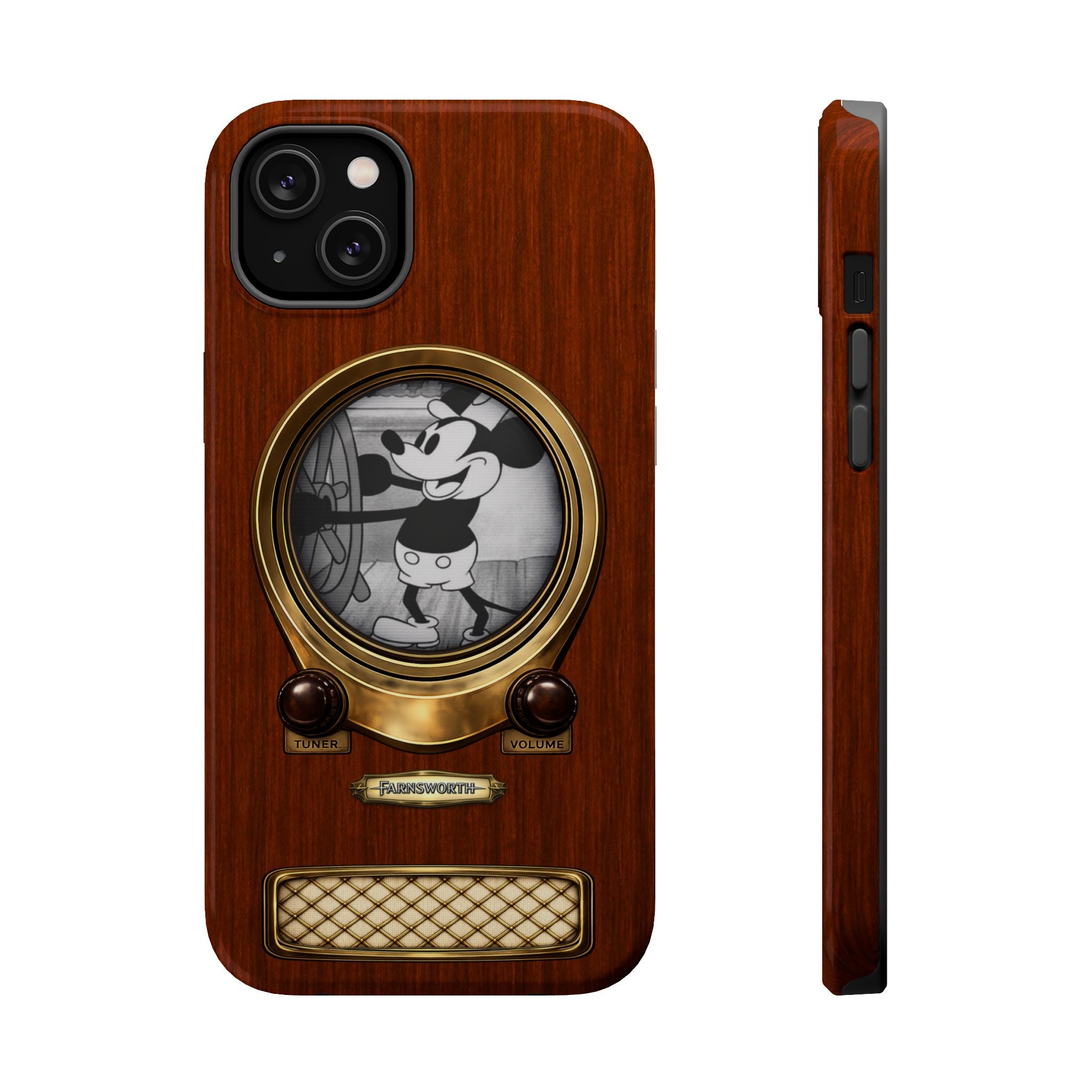 Retro Tech Antique Television MagSafe Compatible Impact-Resistant Cases for iPhone Phone Case - Steamboat Willie