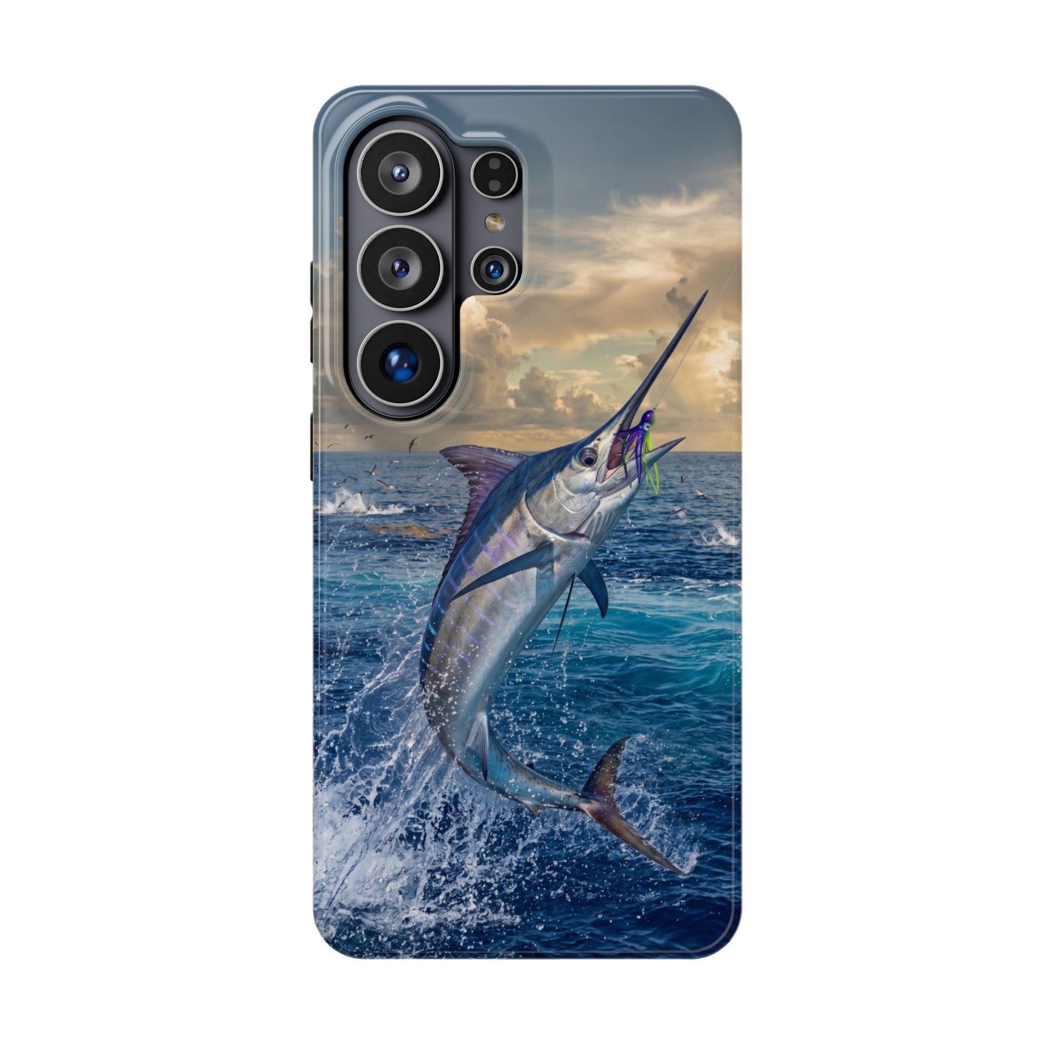 Marlin Fishing Fish Phone Case MagSafe Compatible for iPhone & Samsung Galaxy | Blue Marlin Fisherman Gift | Dual Layer Tough Case