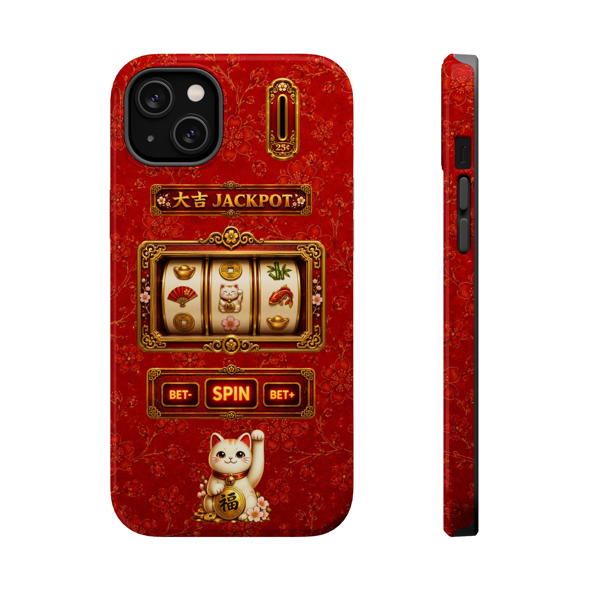 Lucky Cat Slot Machine iPhone Case - MagSafe Compatible - Maneki Neko