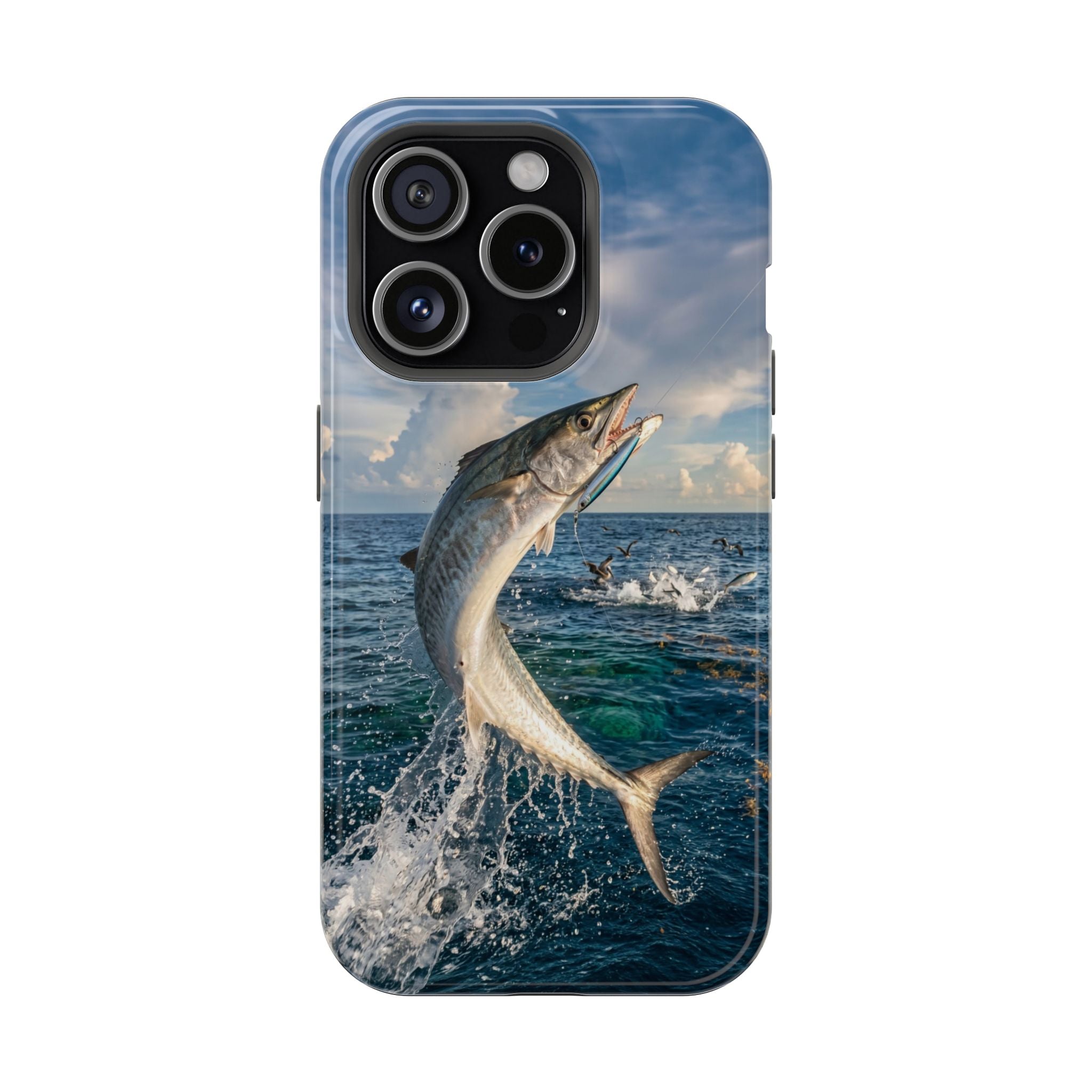 Kingfish King Mackerel Fishing Phone Case MagSafe Compatible for iPhone & Samsung Galaxy | Fisherman Gift | Dual Layer Tough Case