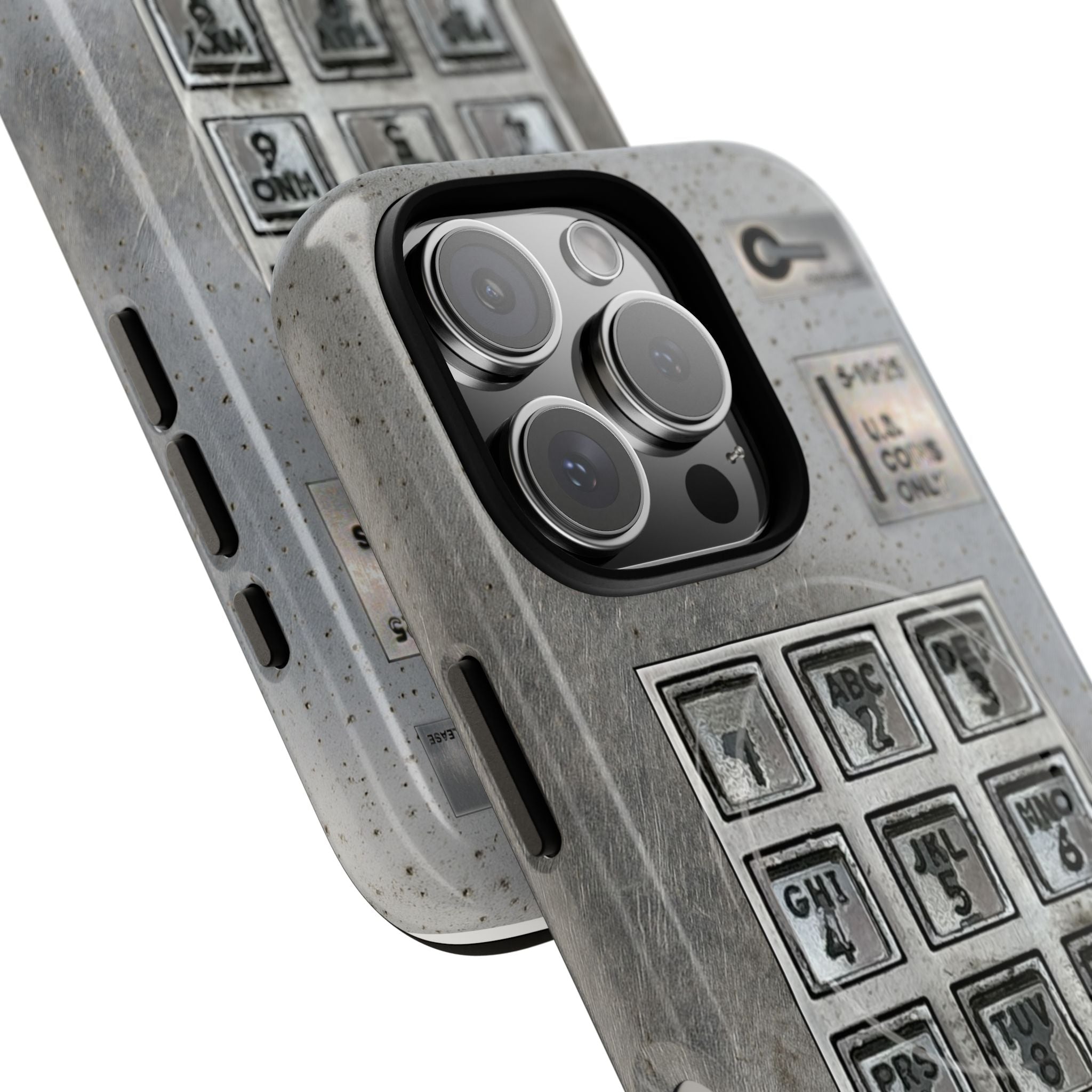 Payphone Retro Tech MagSafe iPhone Case 17 16 15 14 Pro Max Plus TouchTone Pay Phone Distressed 2 Layers of Protection Flat Art