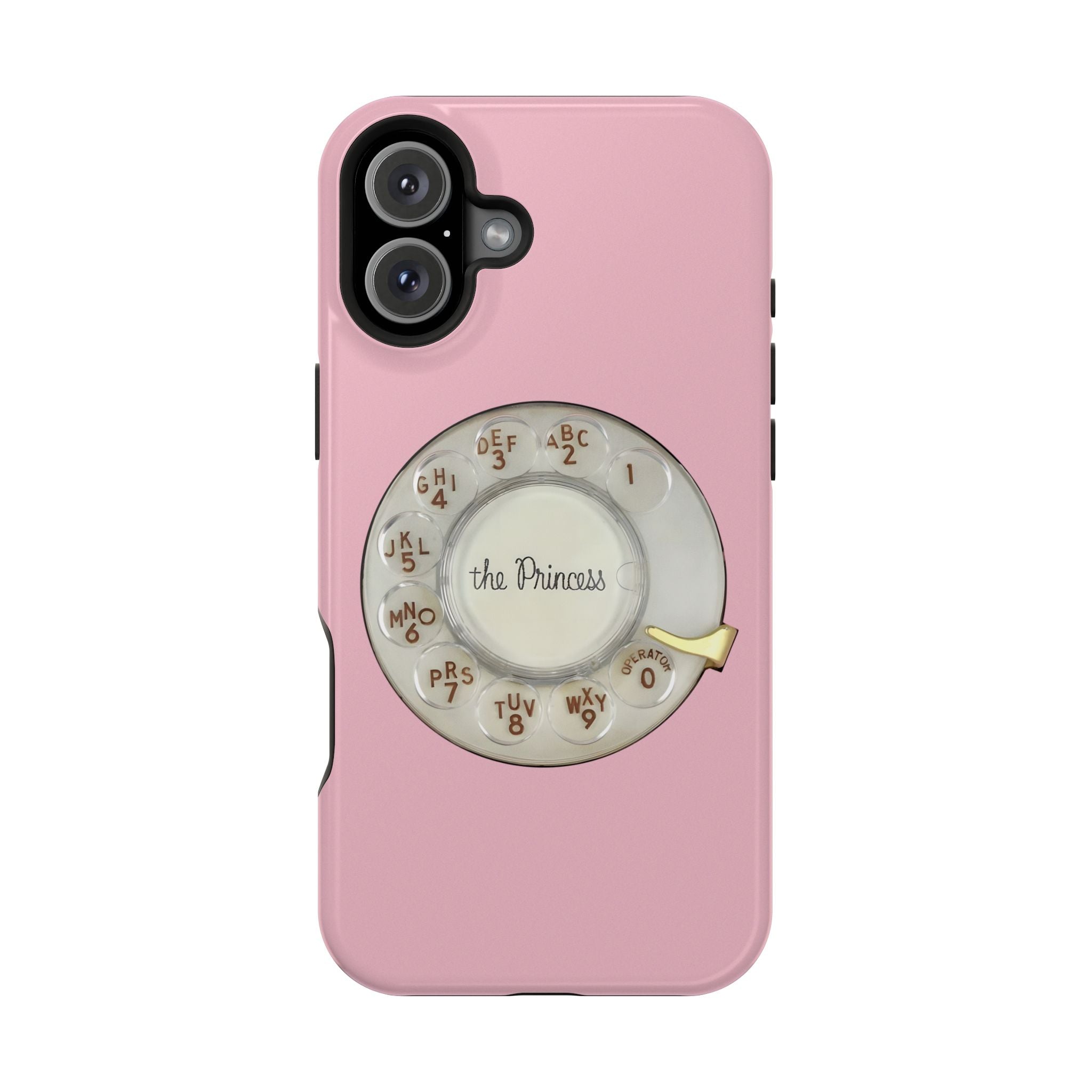 Retro Pink Princess Phone Look MagSafe Compatible iPhone Case Rotary Dial Nostalgia