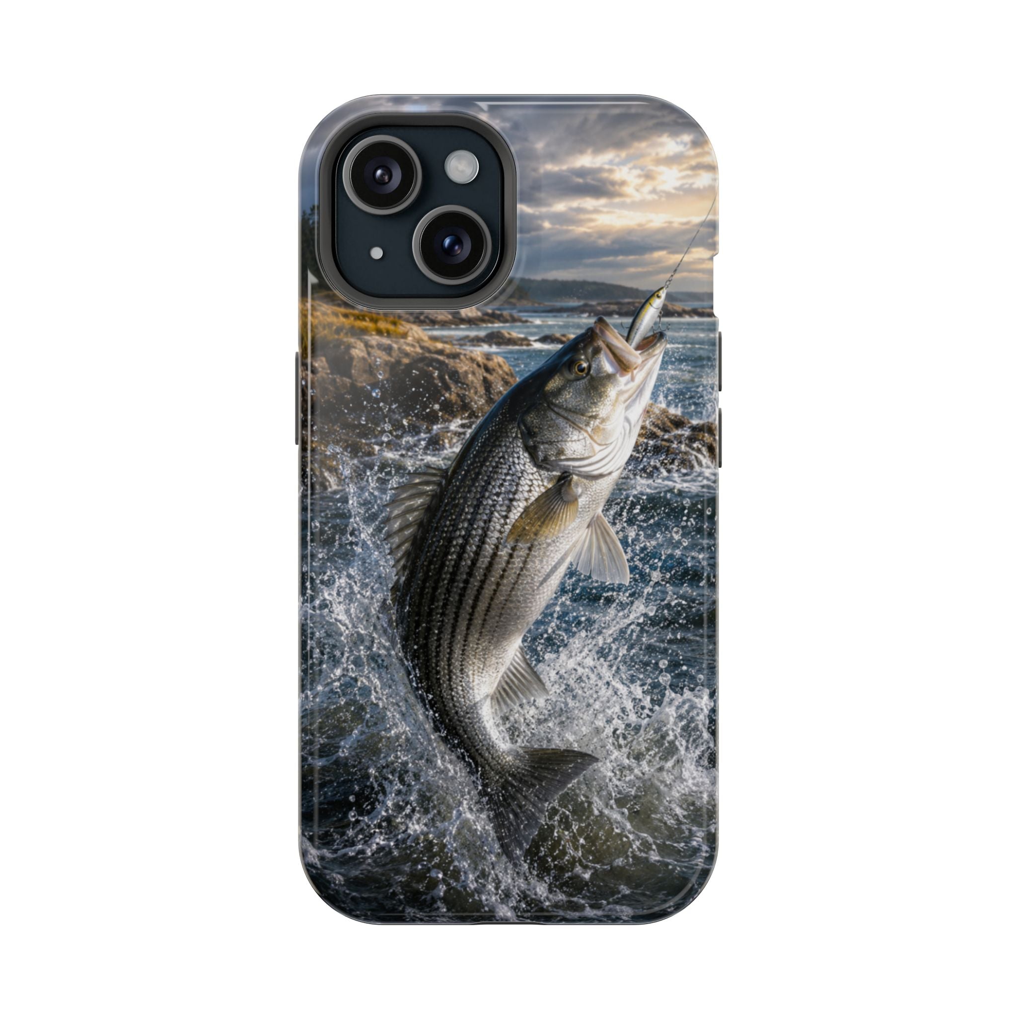 Striped Bass Fishing Fish Phone Case MagSafe Compatible for iPhone & Samsung Galaxy | Striper Fisherman Gift | Dual Layer Tough Case