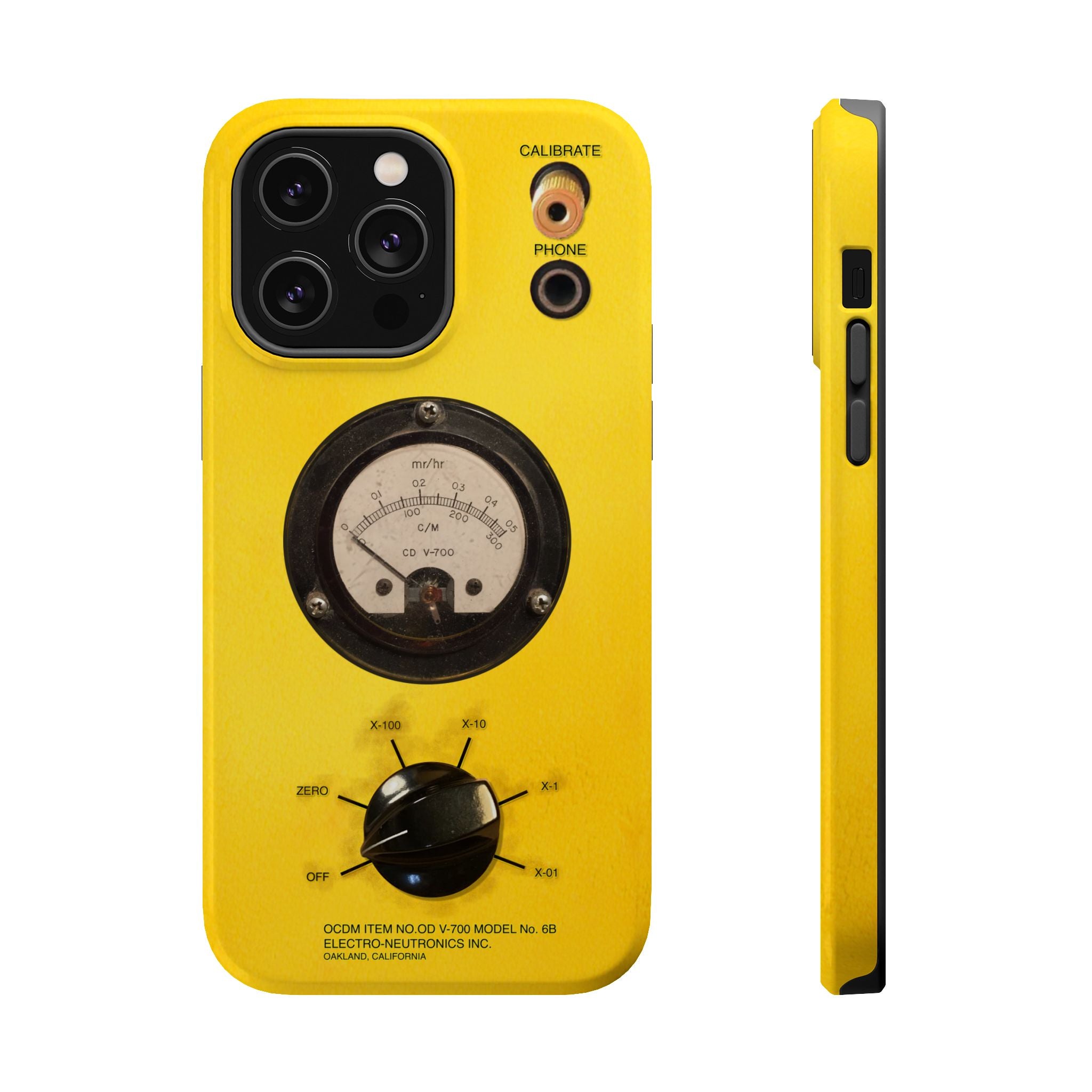Geiger Counter Look iPhone Case 17 16 15 14 13 MagSafe Compatible Impact-Resistant Phone