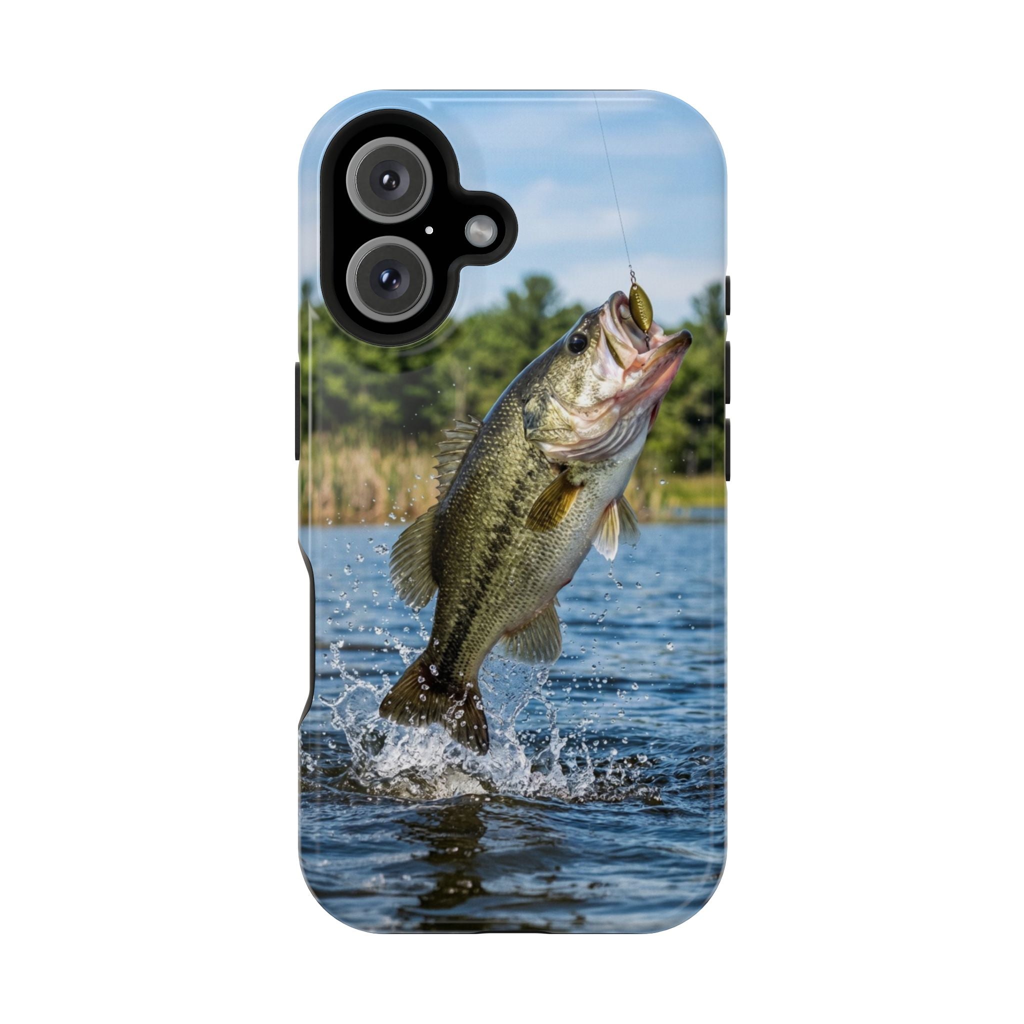Largemouth Bass Fishing Fish Phone Case MagSafe Compatible for iPhone & Samsung Galaxy | Bass Fisherman Gift | Dual Layer Tough Case