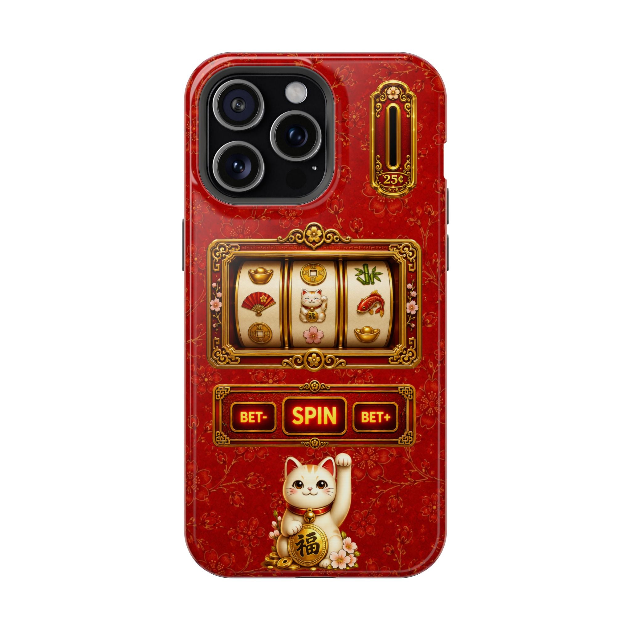 Lucky Cat Slot Machine iPhone Case - MagSafe Compatible - Maneki Neko