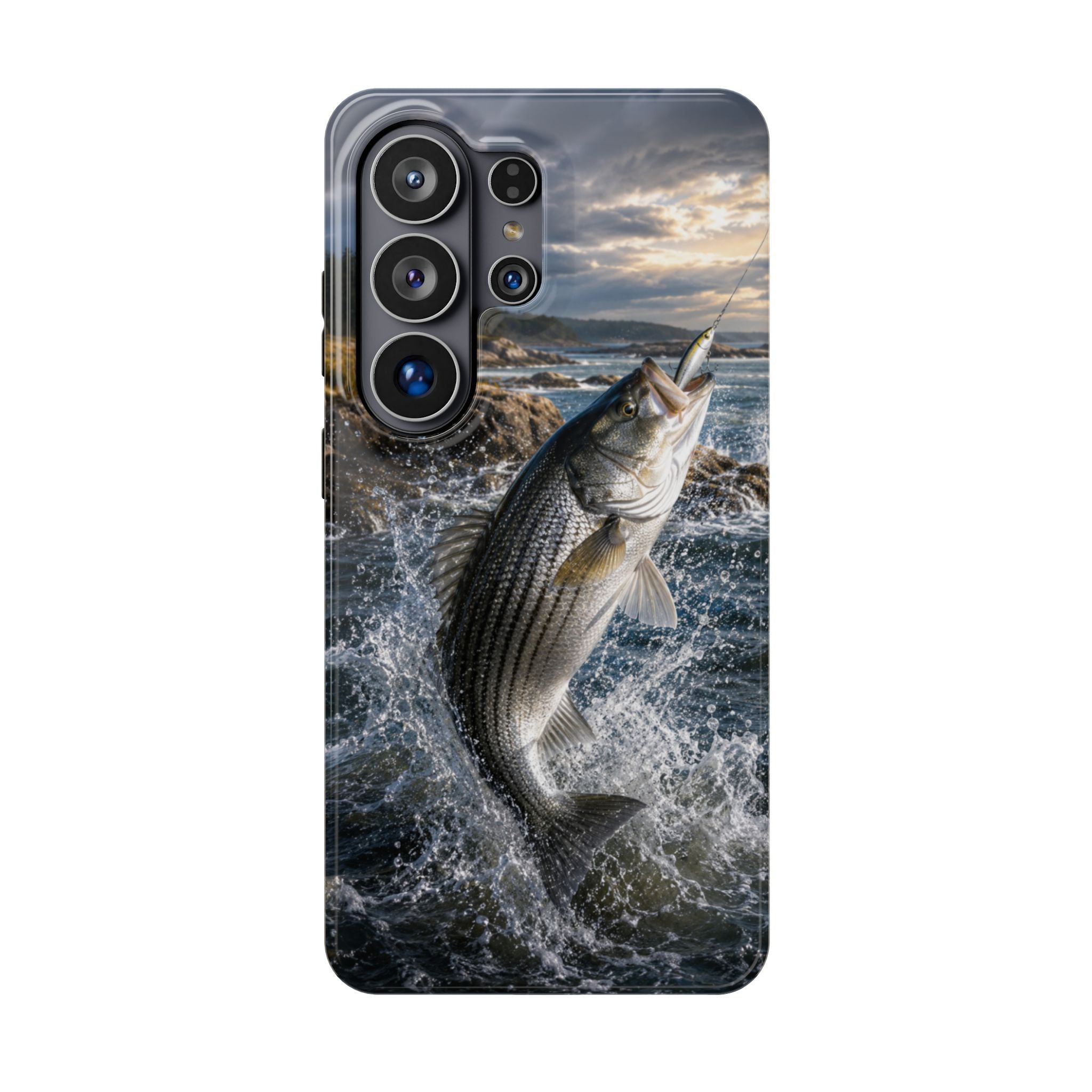 Striped Bass Fishing Fish Phone Case MagSafe Compatible for iPhone & Samsung Galaxy | Striper Fisherman Gift | Dual Layer Tough Case