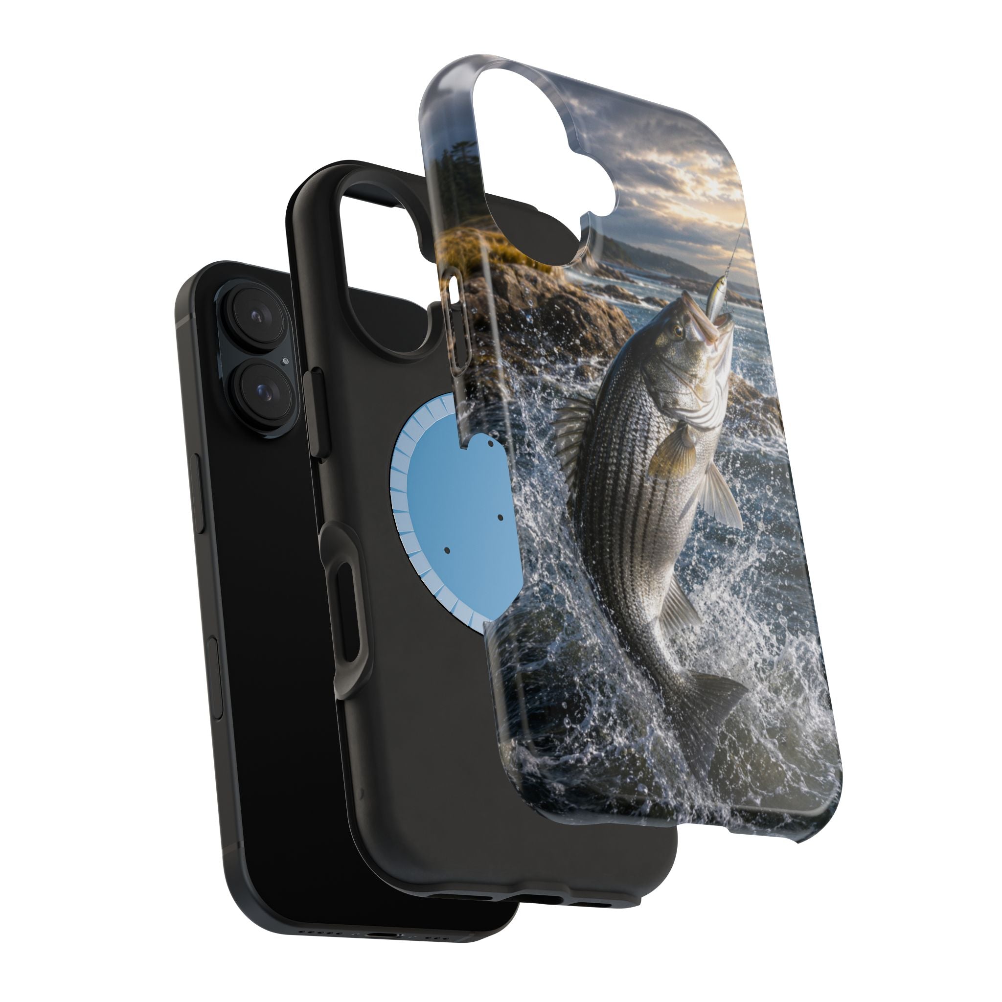 Striped Bass Fishing Fish Phone Case MagSafe Compatible for iPhone & Samsung Galaxy | Striper Fisherman Gift | Dual Layer Tough Case