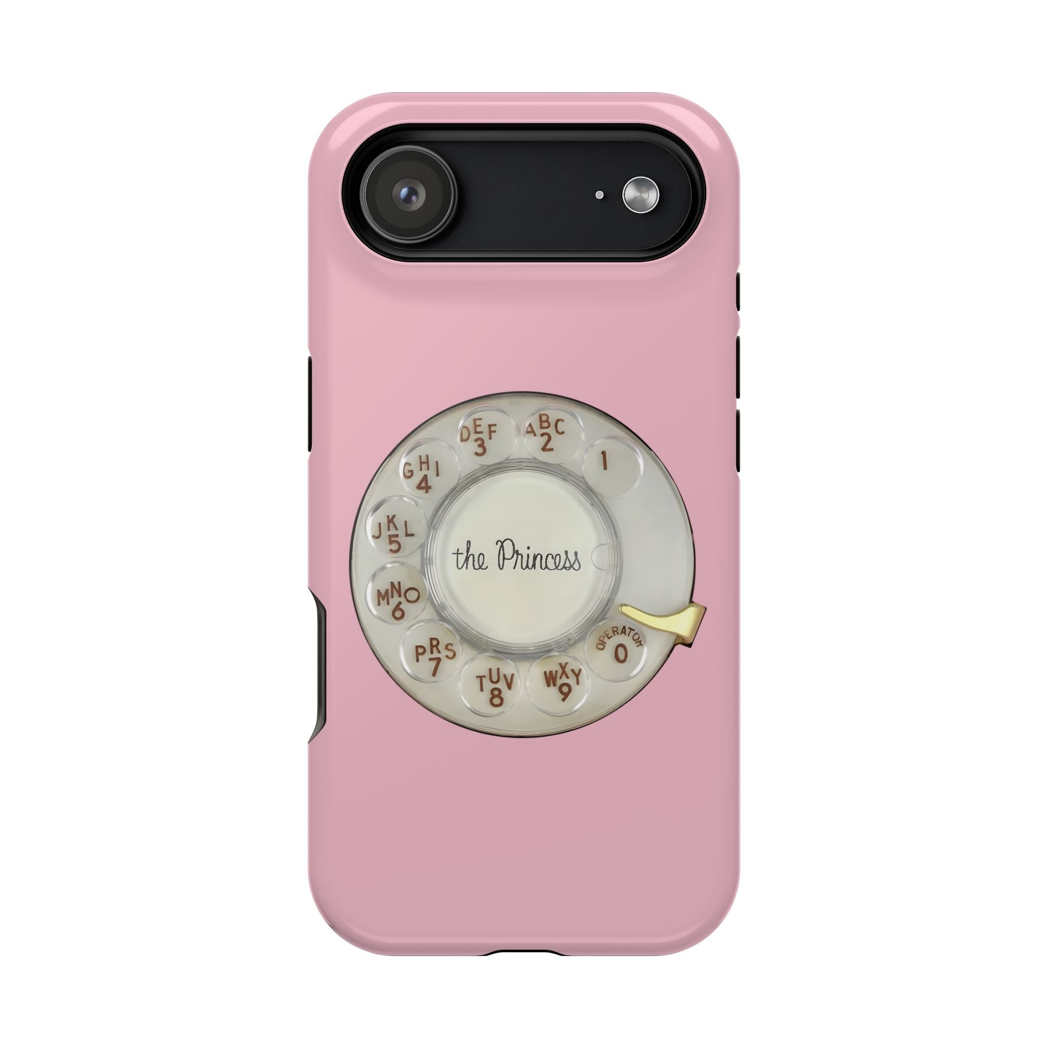Retro Pink Princess Phone Look MagSafe Compatible iPhone Case Rotary Dial Nostalgia