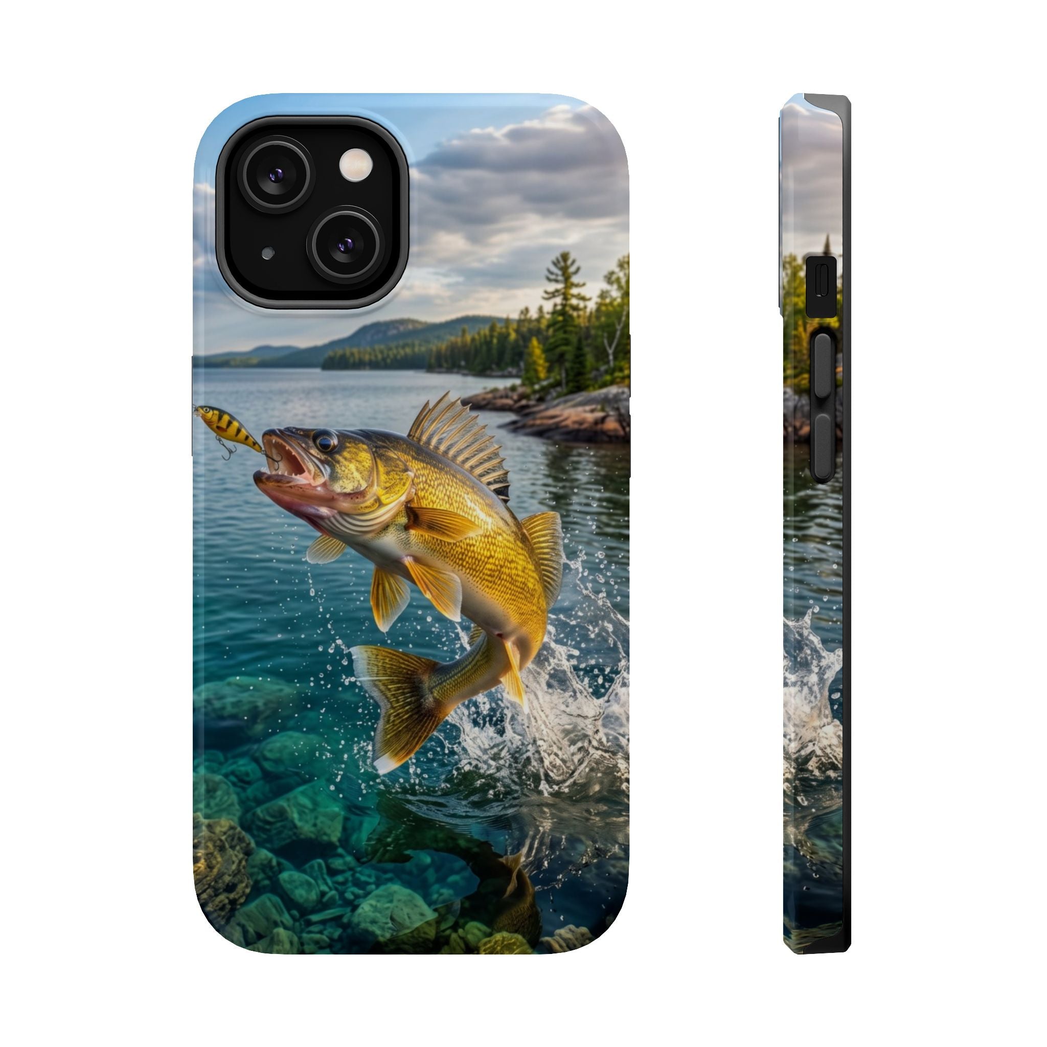 Walleye Fishing Fish Phone Case MagSafe Compatible for iPhone & Samsung Galaxy | Walleye Fisherman Gift | Dual Layer Tough Case