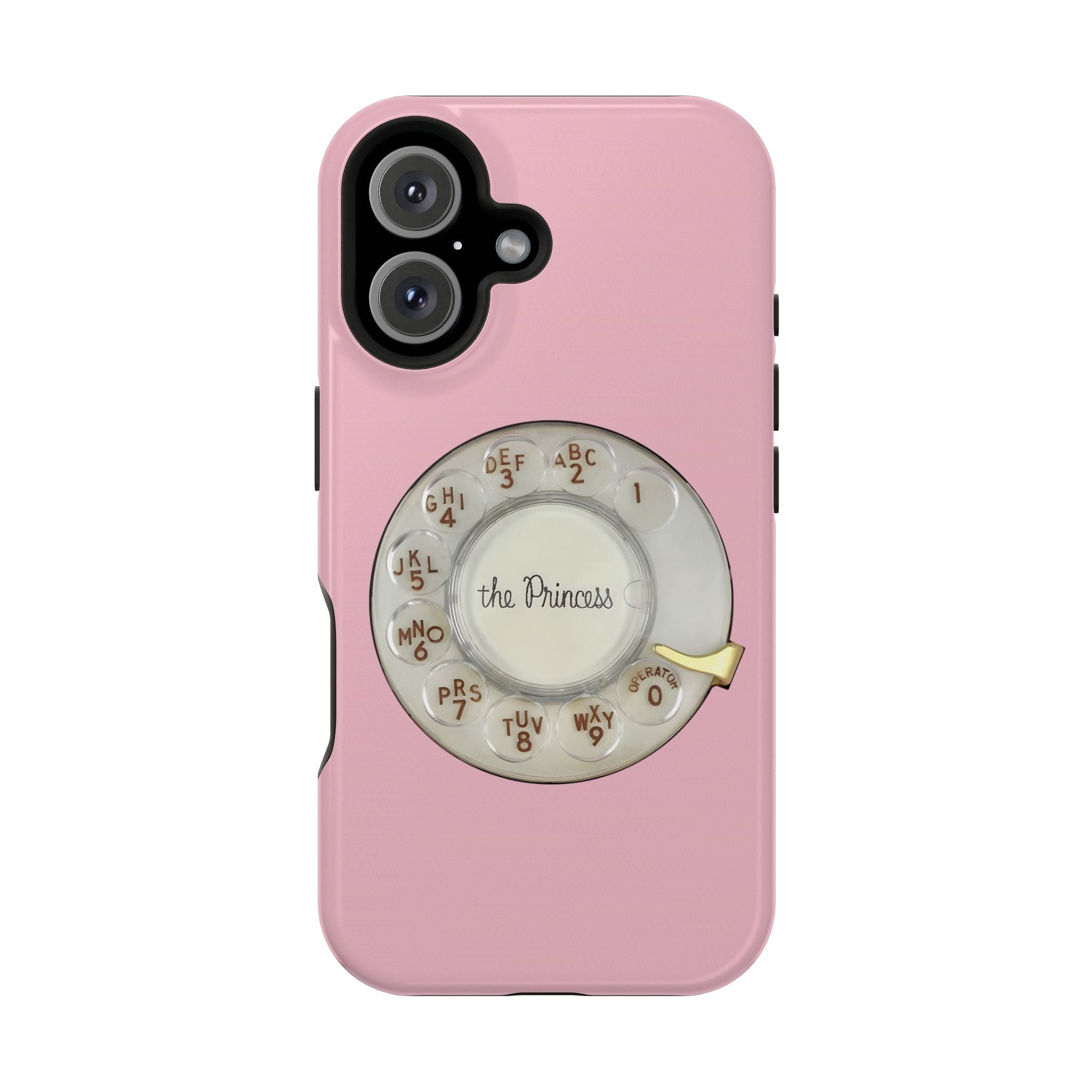 Retro Pink Princess Phone Look MagSafe Compatible iPhone Case Rotary Dial Nostalgia