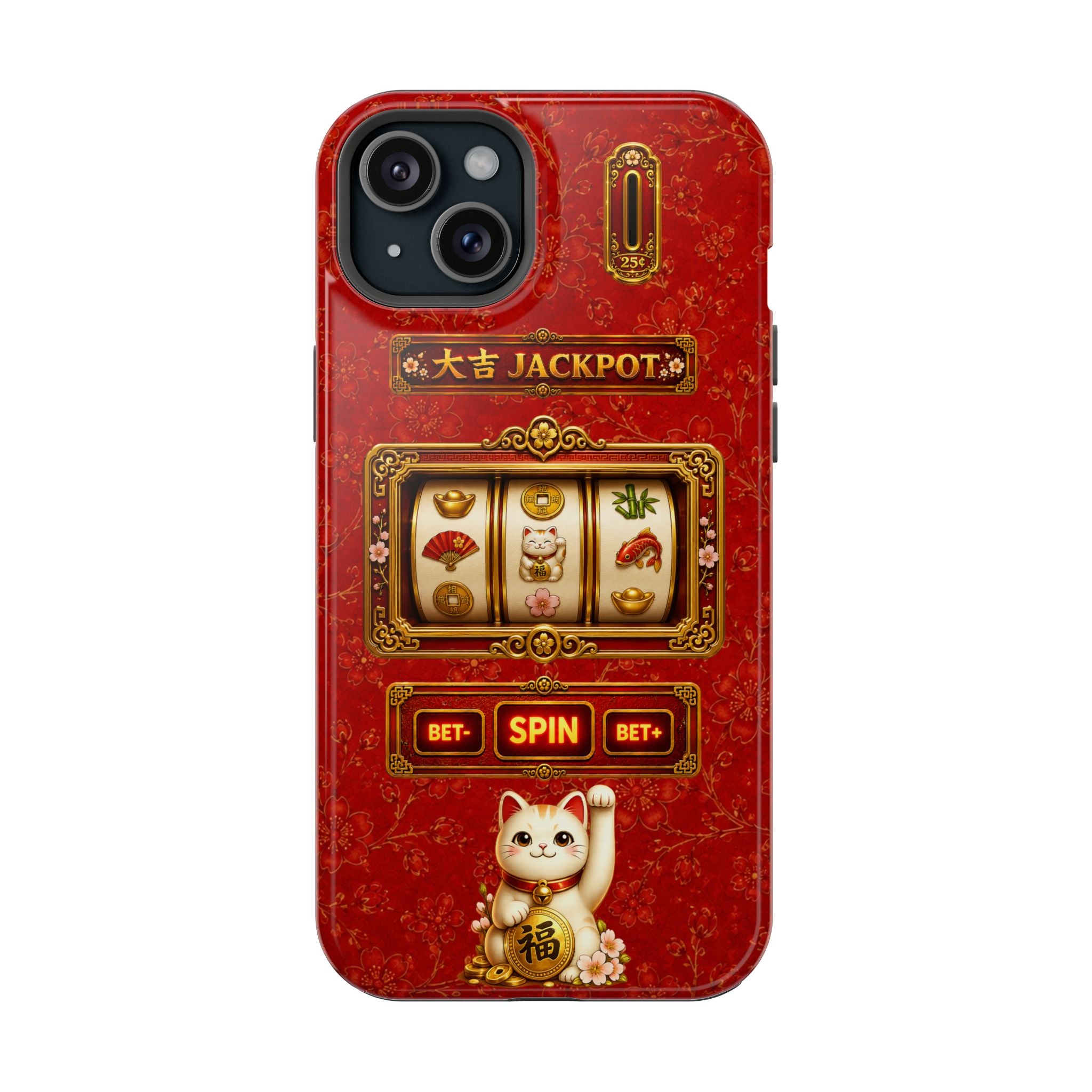 Lucky Cat Slot Machine iPhone Case - MagSafe Compatible - Maneki Neko