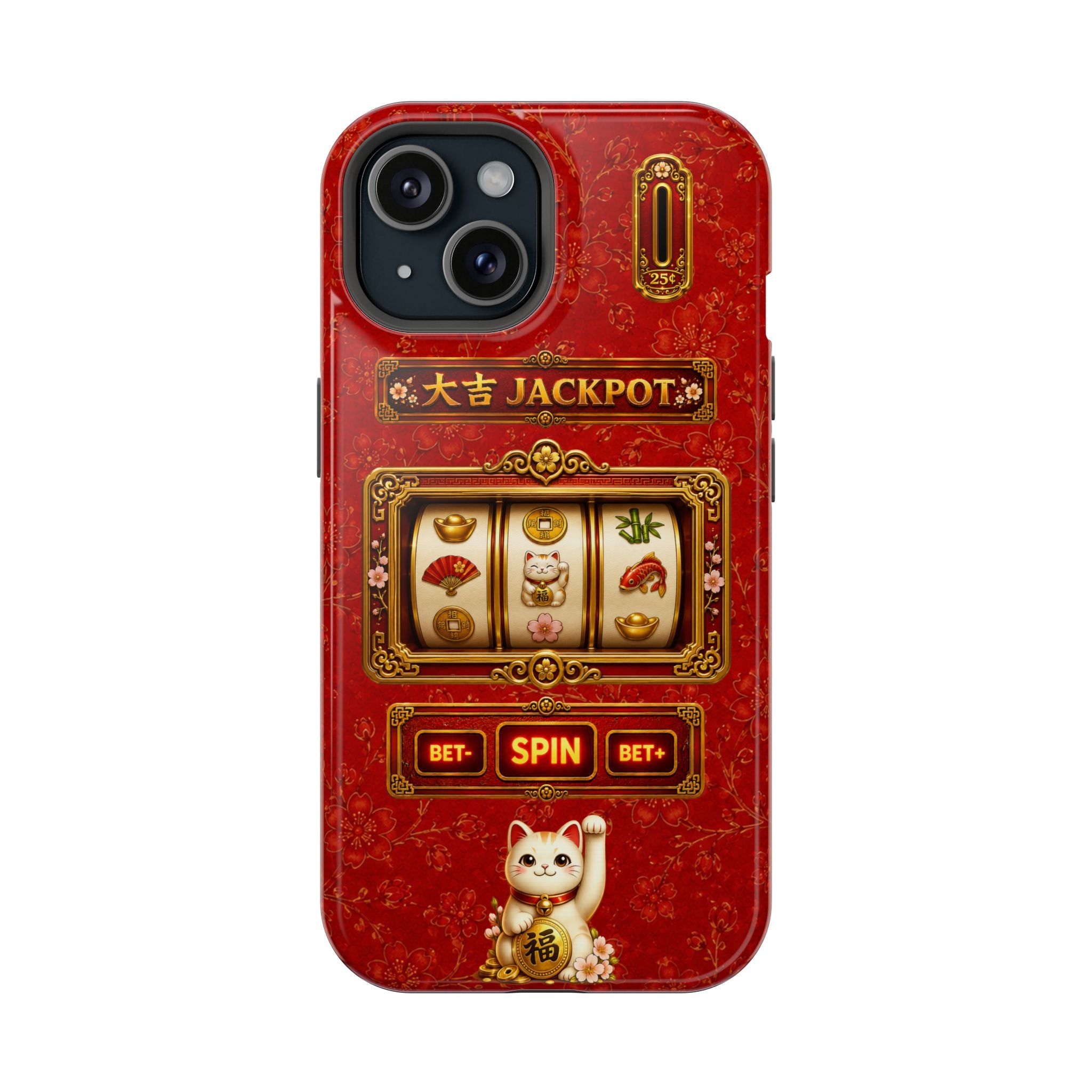 Lucky Cat Slot Machine iPhone Case - MagSafe Compatible - Maneki Neko