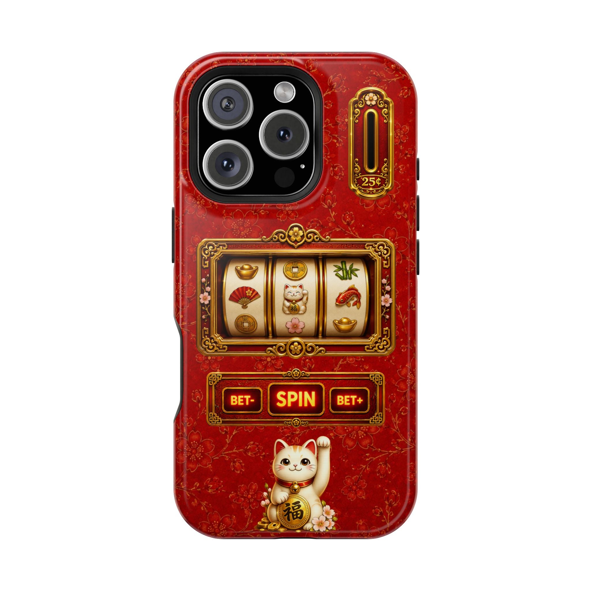 Lucky Cat Slot Machine iPhone Case - MagSafe Compatible - Maneki Neko