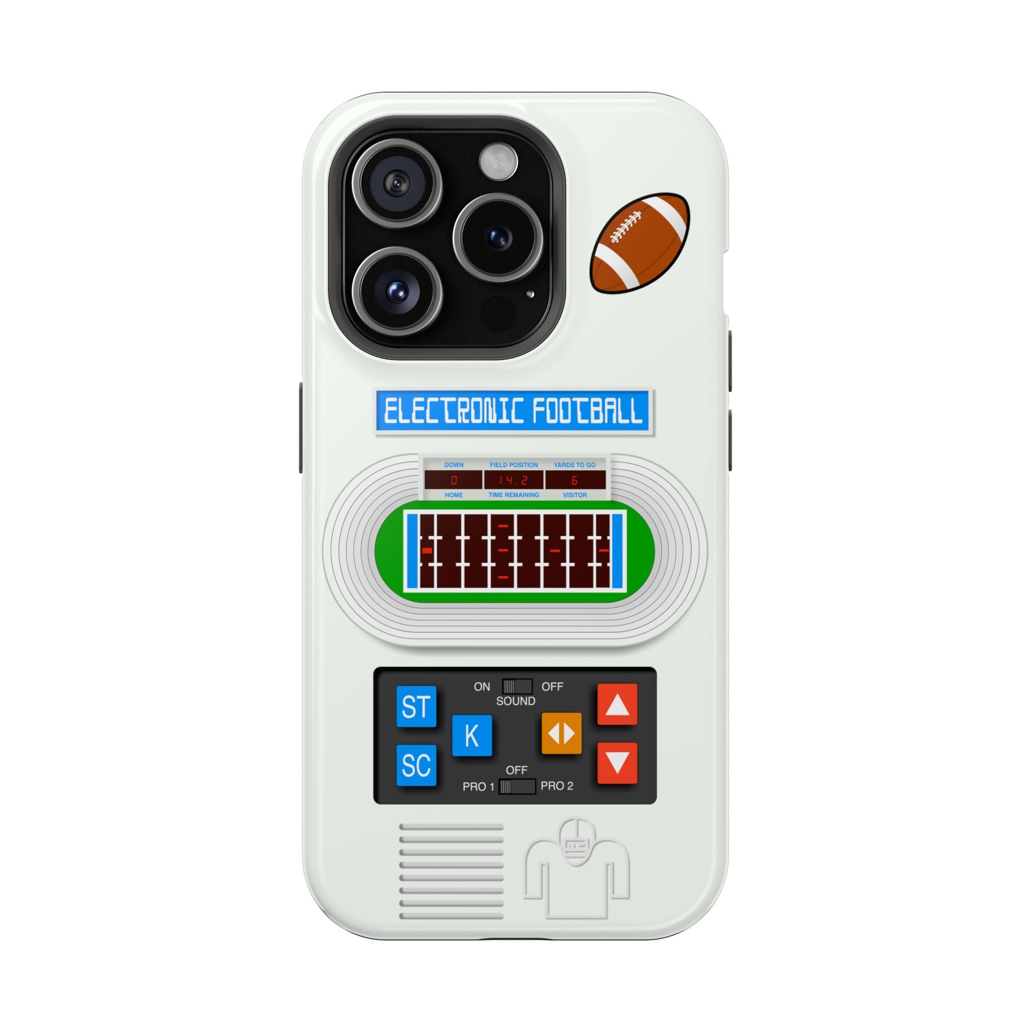 Retro Electronic Football Game Case for iPhone - Handheld Pocket LED Vintage Look - Tech Gift 17 16 15 14 13 Max Plus - MagSafe Compatible