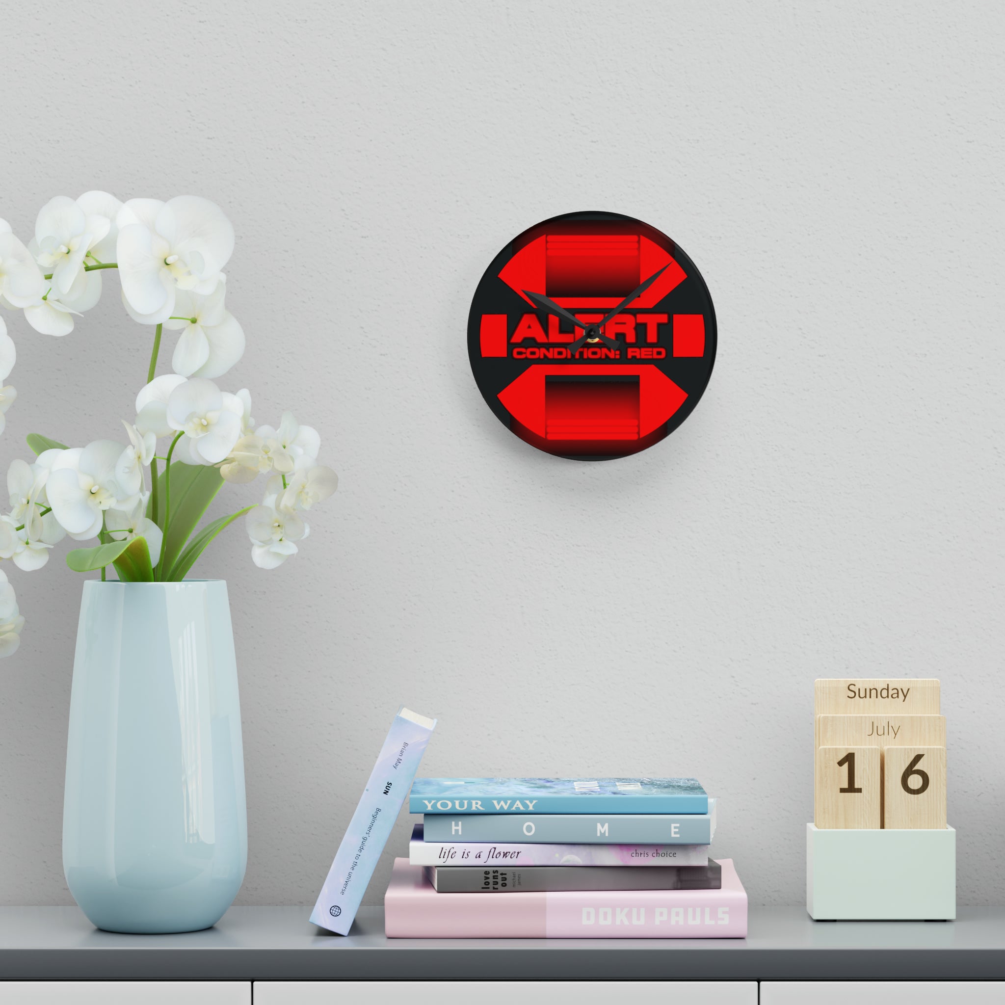 Red Alert Acrylic Wall Clock