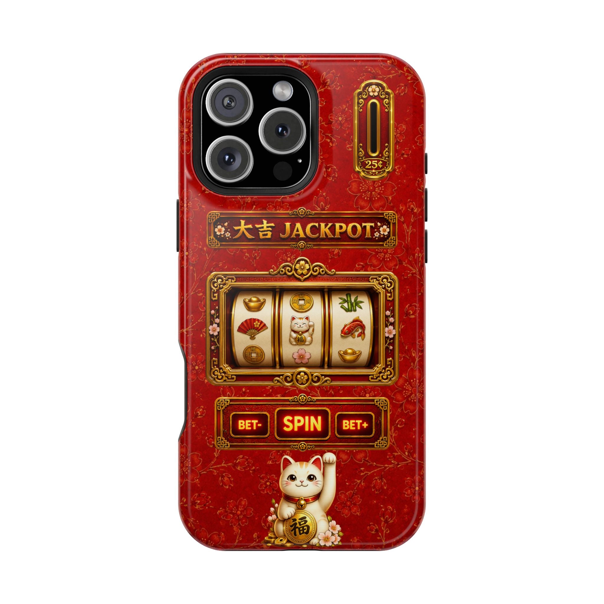 Lucky Cat Slot Machine iPhone Case - MagSafe Compatible - Maneki Neko