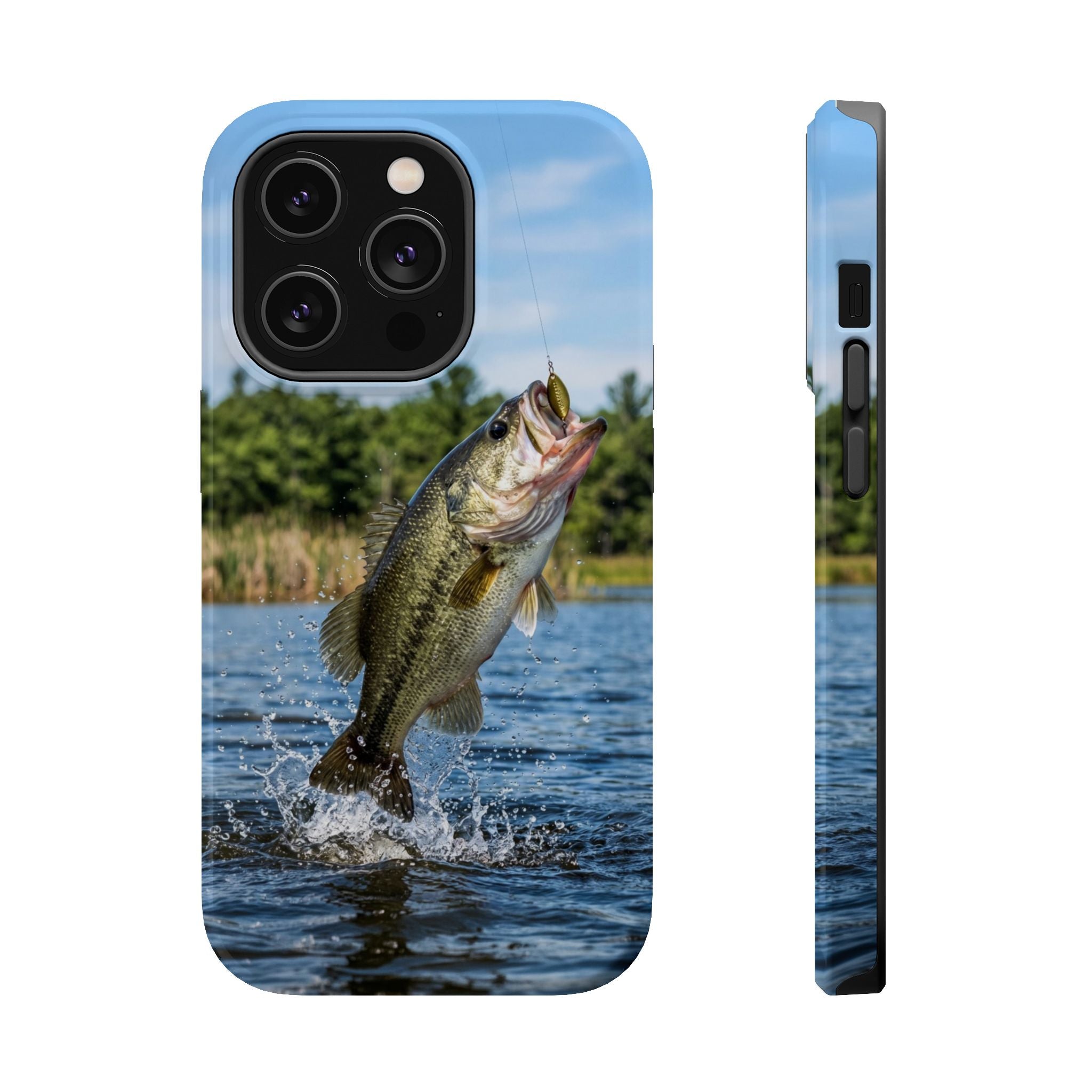 Largemouth Bass Fishing Fish Phone Case MagSafe Compatible for iPhone & Samsung Galaxy | Bass Fisherman Gift | Dual Layer Tough Case