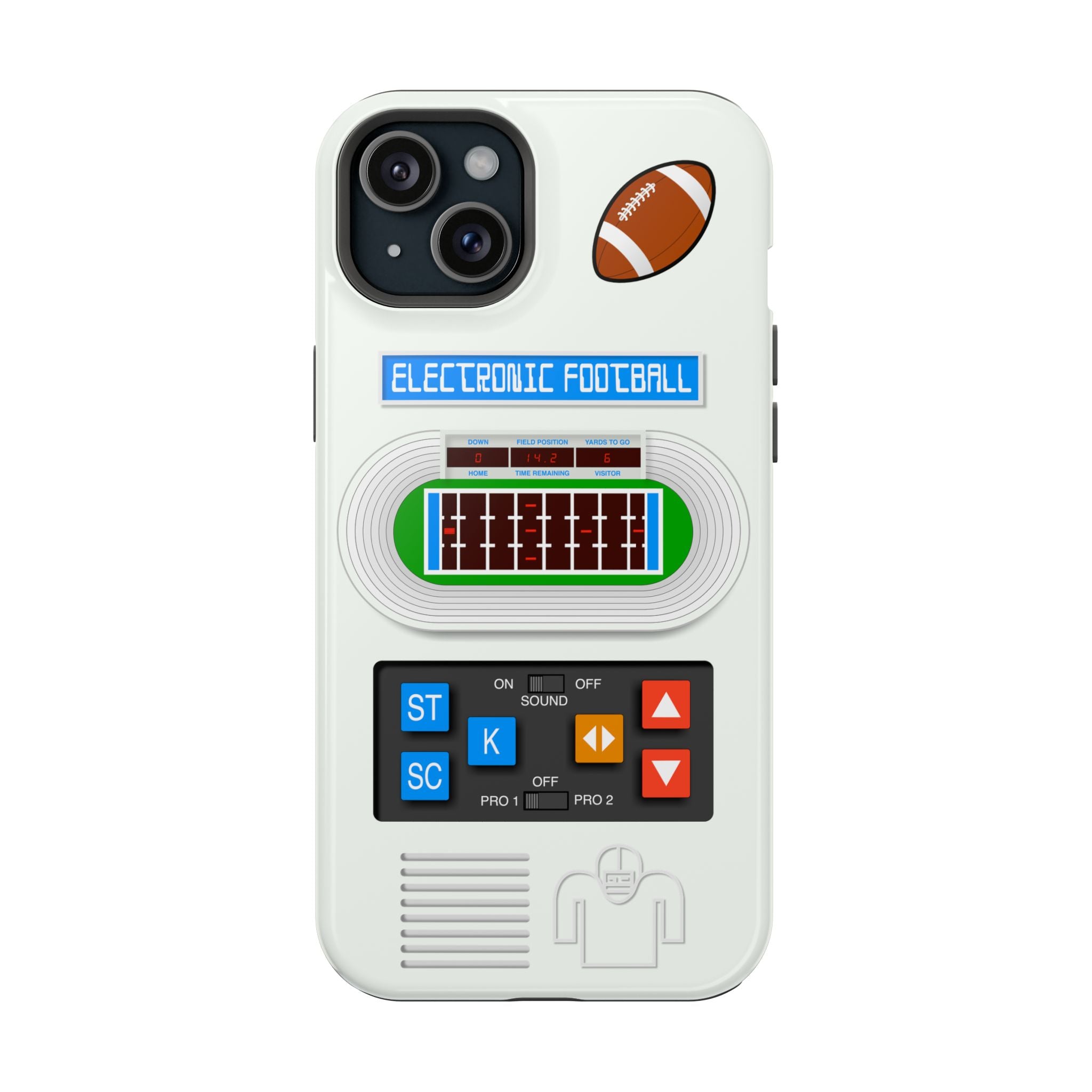Retro Electronic Football Game Case for iPhone - Handheld Pocket LED Vintage Look - Tech Gift 17 16 15 14 13 Max Plus - MagSafe Compatible