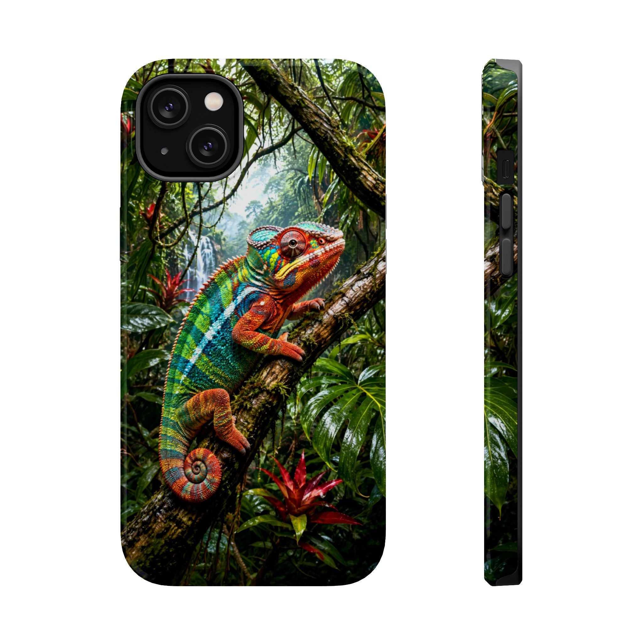 Panther Chameleon Phone Case, MagSafe iPhone 14-17 & Samsung Galaxy S26 Case, Colorful Reptile Rainforest Wildlife Gift