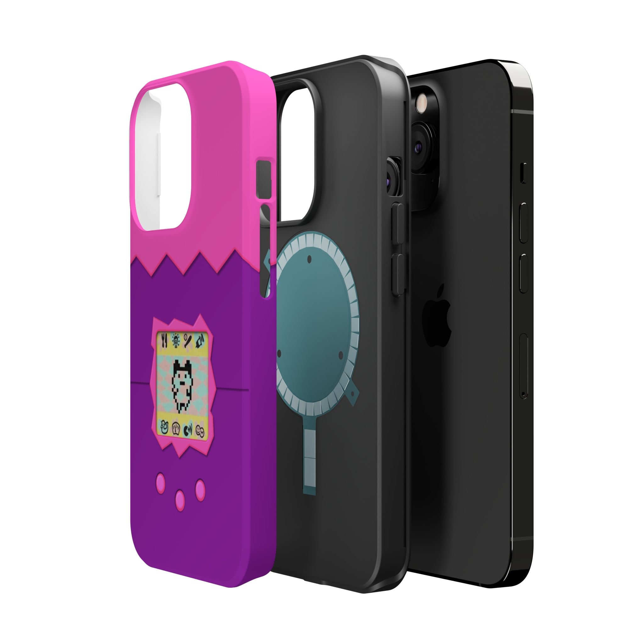 Virtual Pet Magnetic iPhone MagSafe Compatible Impact-Resistant Case Retro 90s