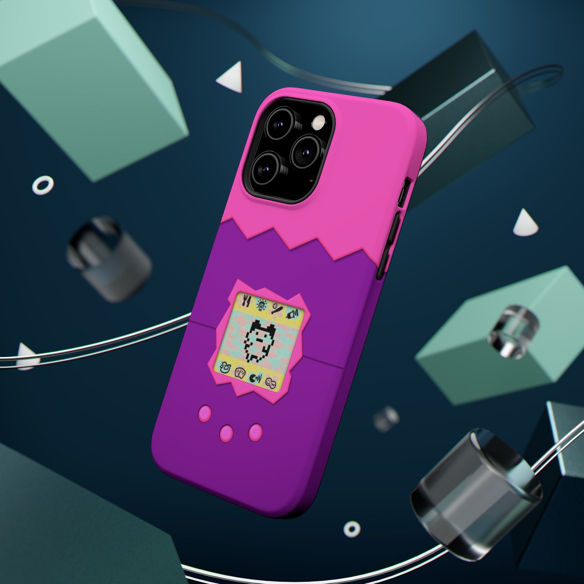 Virtual Pet Magnetic iPhone MagSafe Compatible Impact-Resistant Case Retro 90s