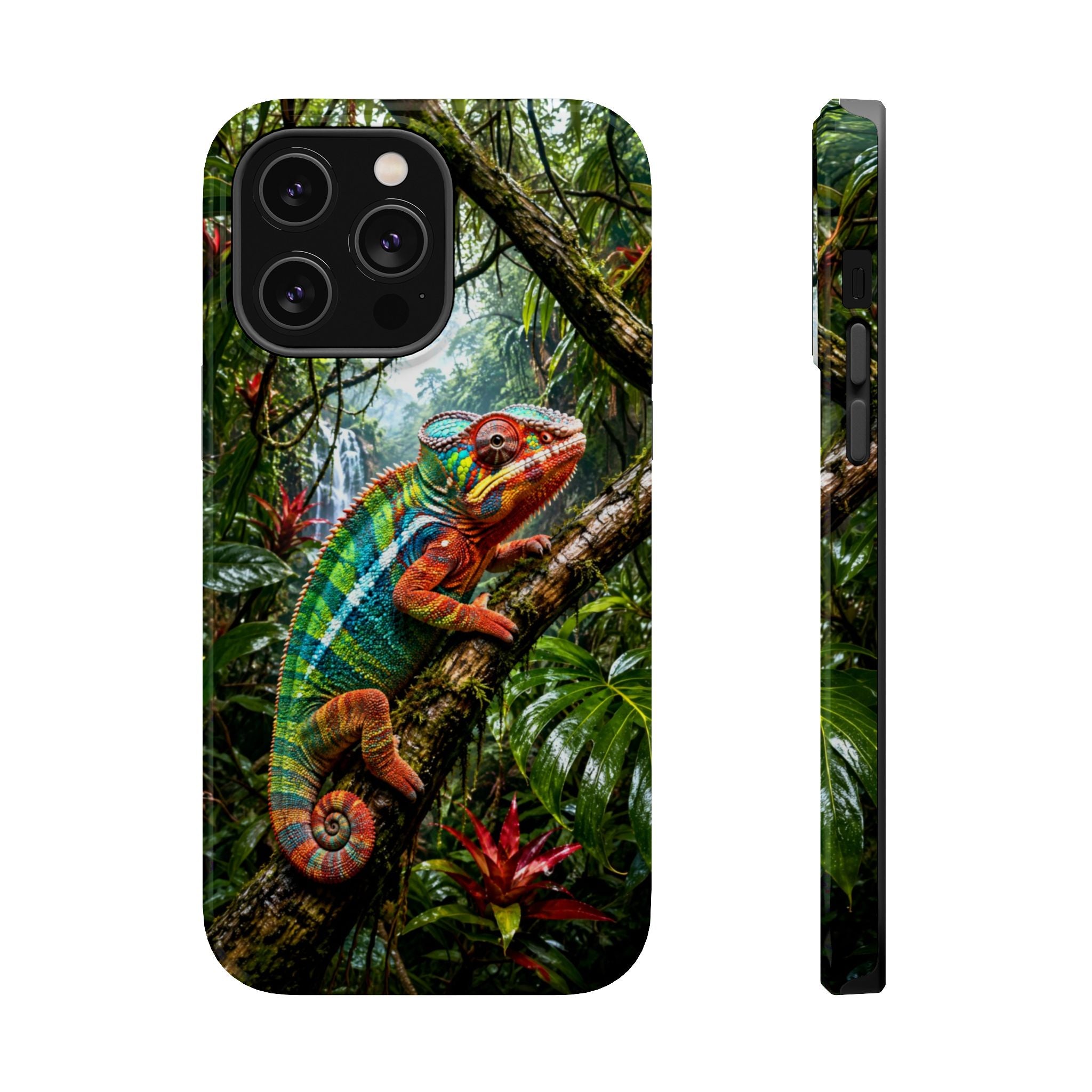 Panther Chameleon Phone Case, MagSafe iPhone 14-17 & Samsung Galaxy S26 Case, Colorful Reptile Rainforest Wildlife Gift