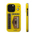 Retro Cassette AM FM Radio iPhone Case, Vintage Walkman Style Phone Case, MagSafe Dual Layer Protective Case Sport Yellow
