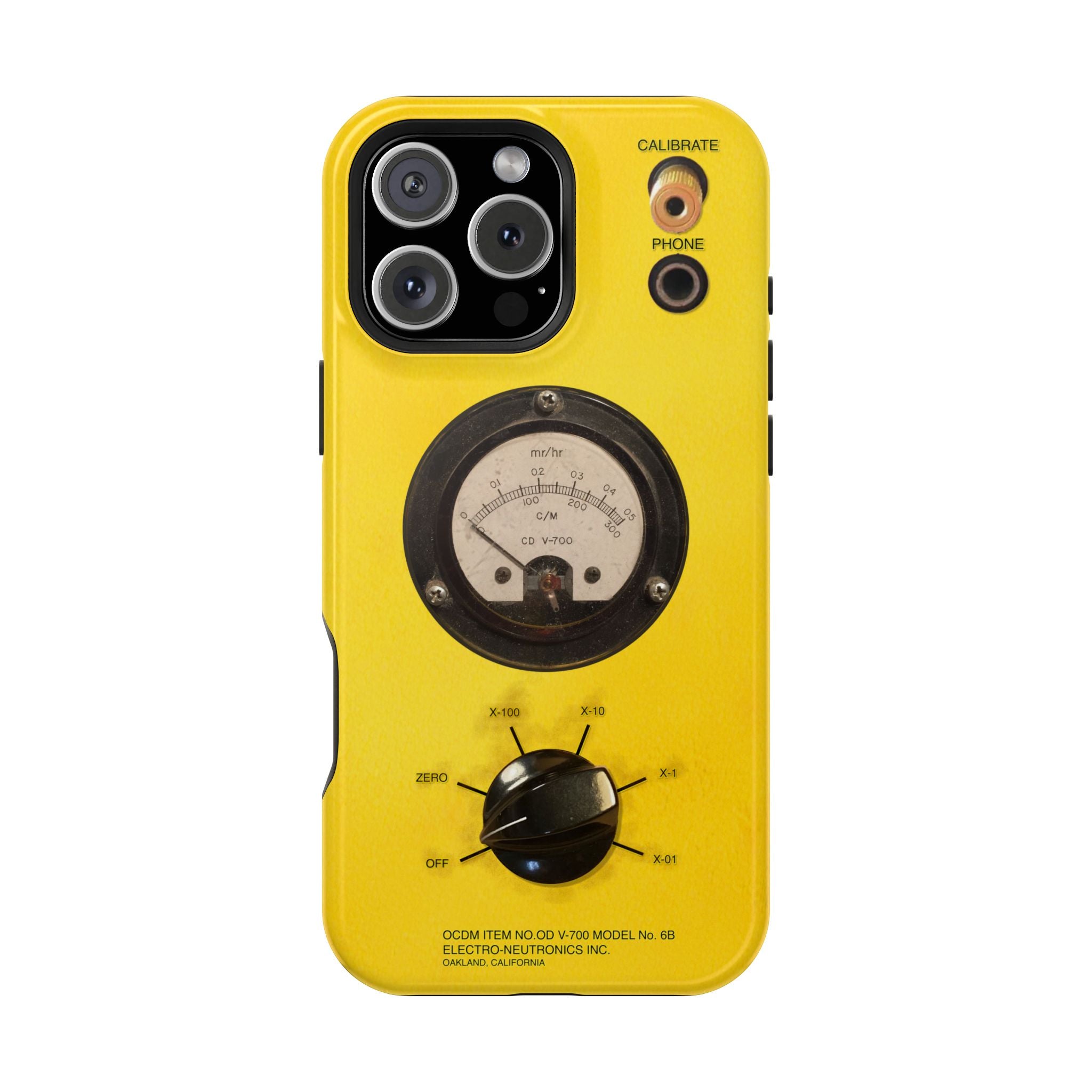 Geiger Counter Look iPhone Case 17 16 15 14 13 MagSafe Compatible Impact-Resistant Phone