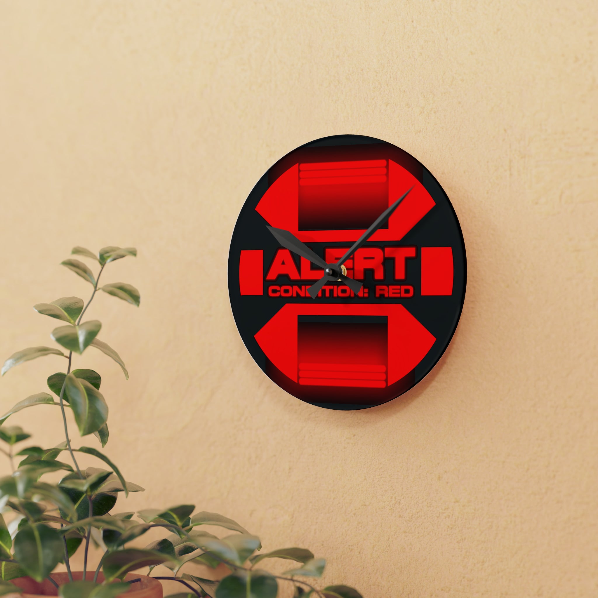 Red Alert Acrylic Wall Clock