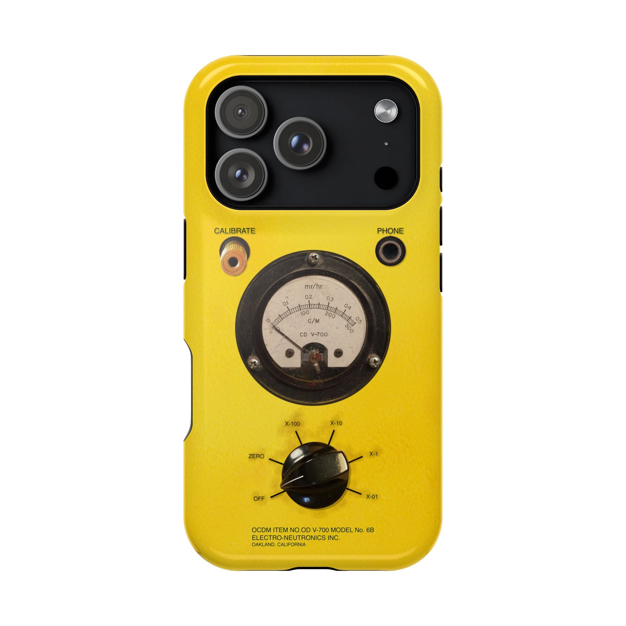 Geiger Counter Look iPhone Case 17 16 15 14 13 MagSafe Compatible Impact-Resistant Phone