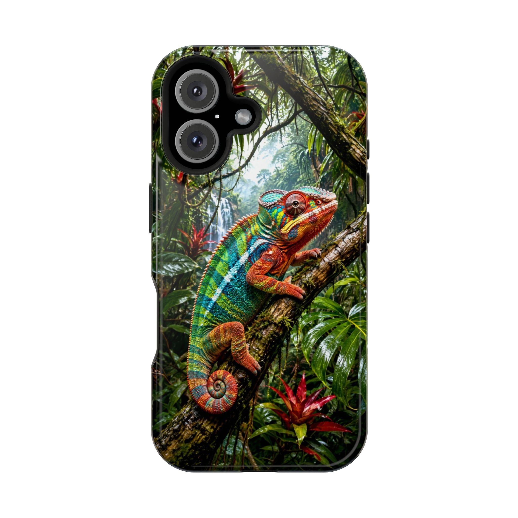 Panther Chameleon Phone Case, MagSafe iPhone 14-17 & Samsung Galaxy S26 Case, Colorful Reptile Rainforest Wildlife Gift