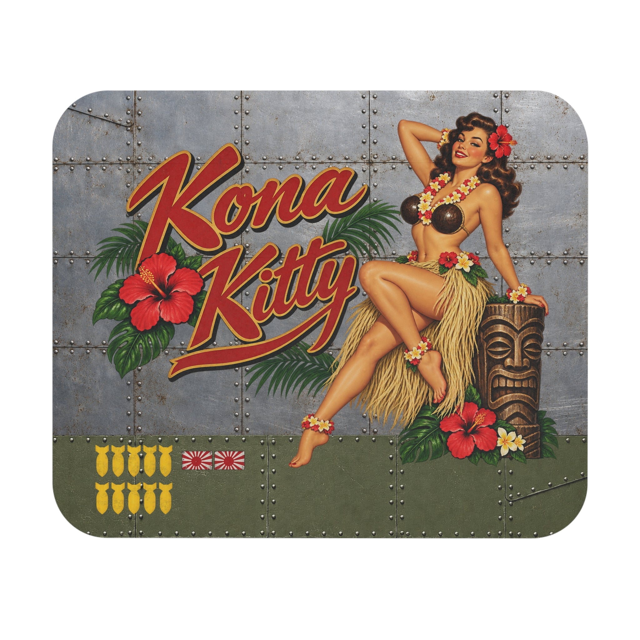Kona Kitty WW2 Airplane Nose Art Pinup Girl Mouse Pad (Rectangle)