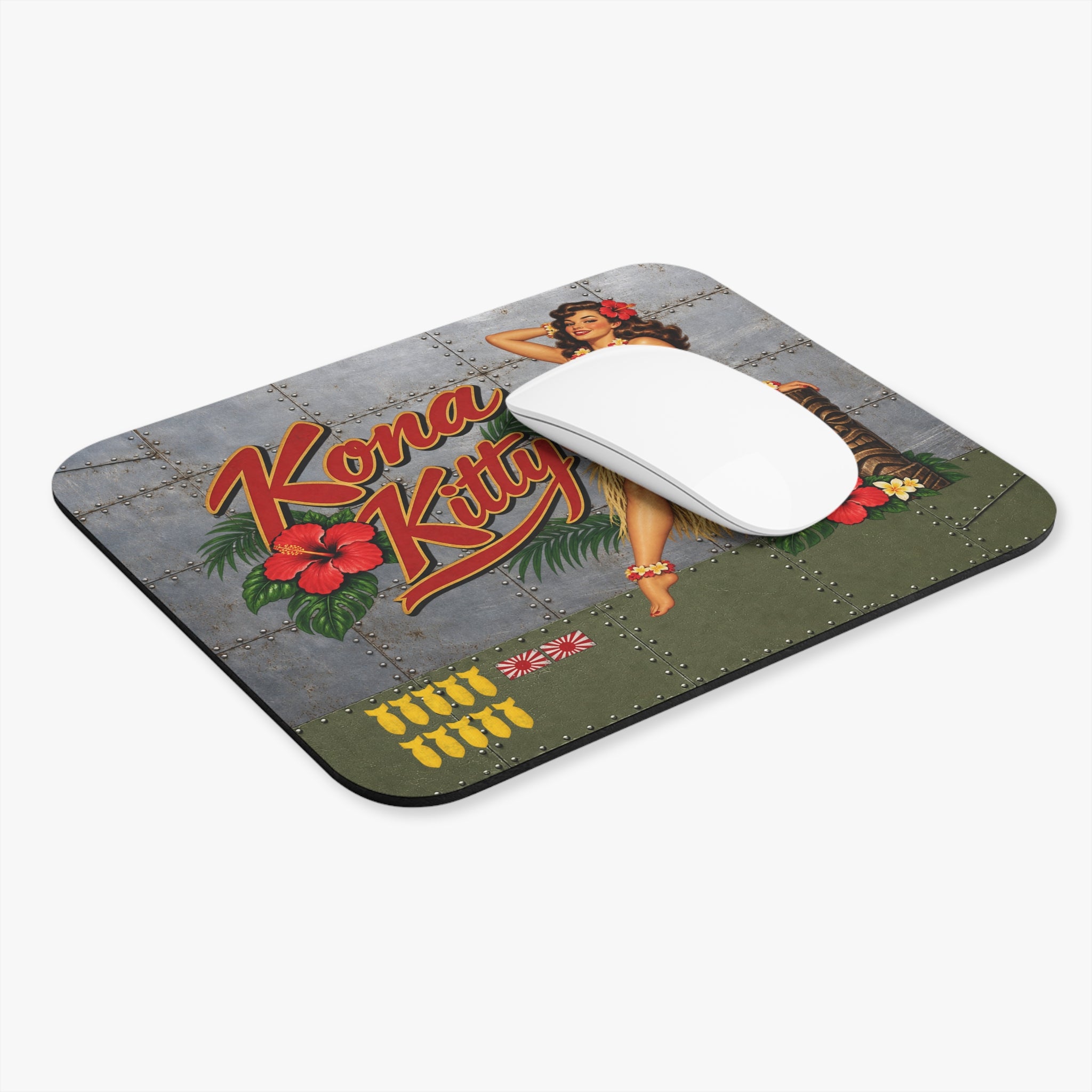 Kona Kitty WW2 Airplane Nose Art Pinup Girl Mouse Pad (Rectangle)
