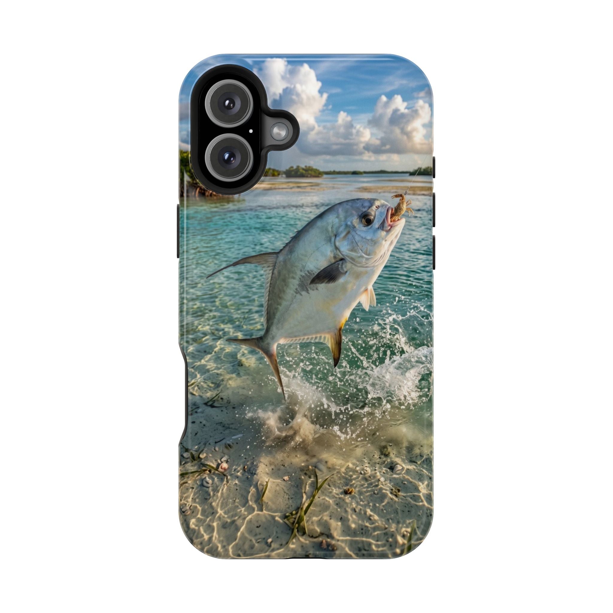 Permit Fish Fishing Phone Case MagSafe Compatible for iPhone & Samsung Galaxy | Flats Fishing Gift | Dual Layer Tough Case