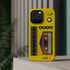 Retro Cassette AM FM Radio iPhone Case, Vintage Walkman Style Phone Case, MagSafe Dual Layer Protective Case Sport Yellow