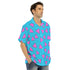 Rocko Retro Modern 90's 80's Hawaiian Shirt - Blue With Pink Triangles - Costume