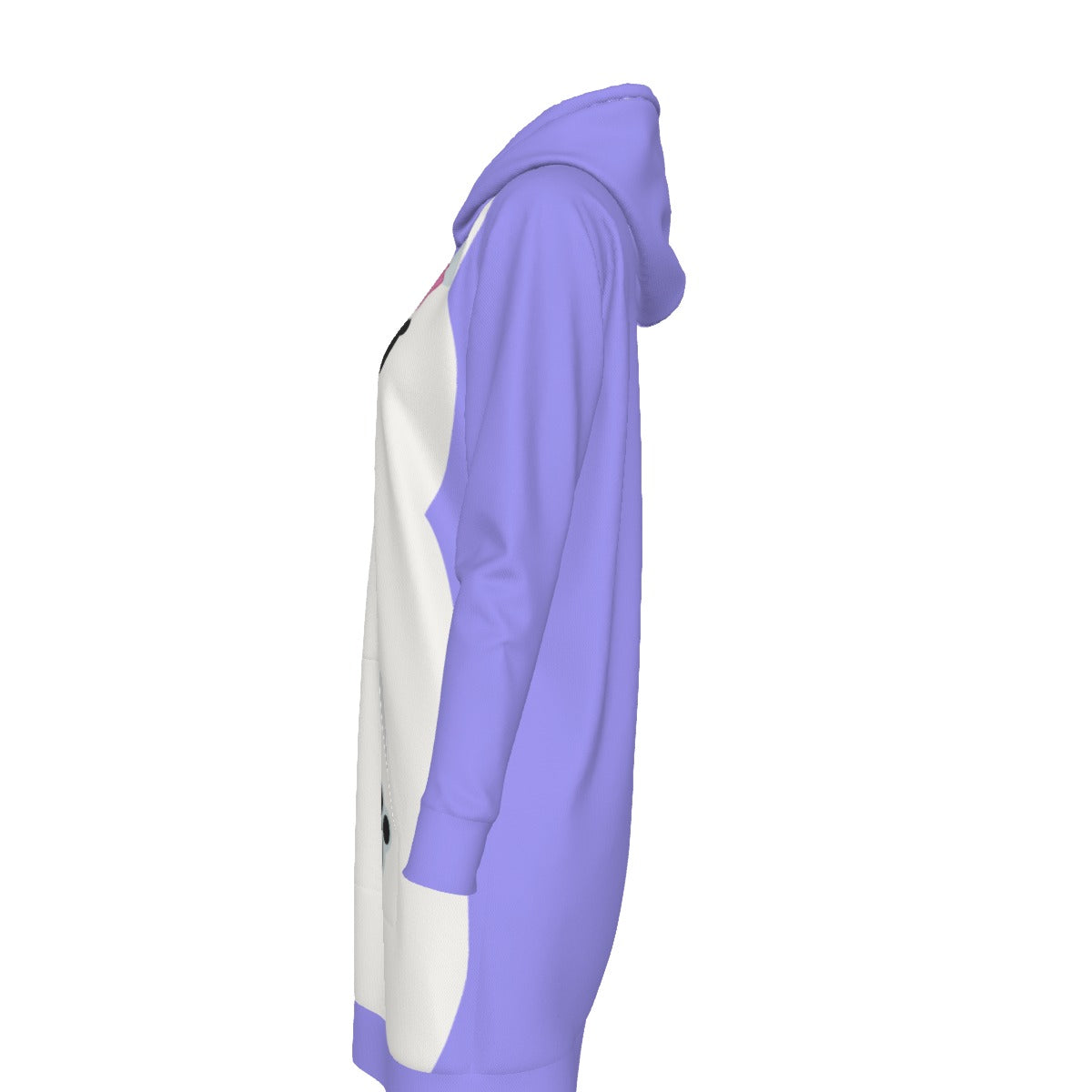 Women's Polar Bear Long Hoodie Sweatshirt Dress Blue Purple