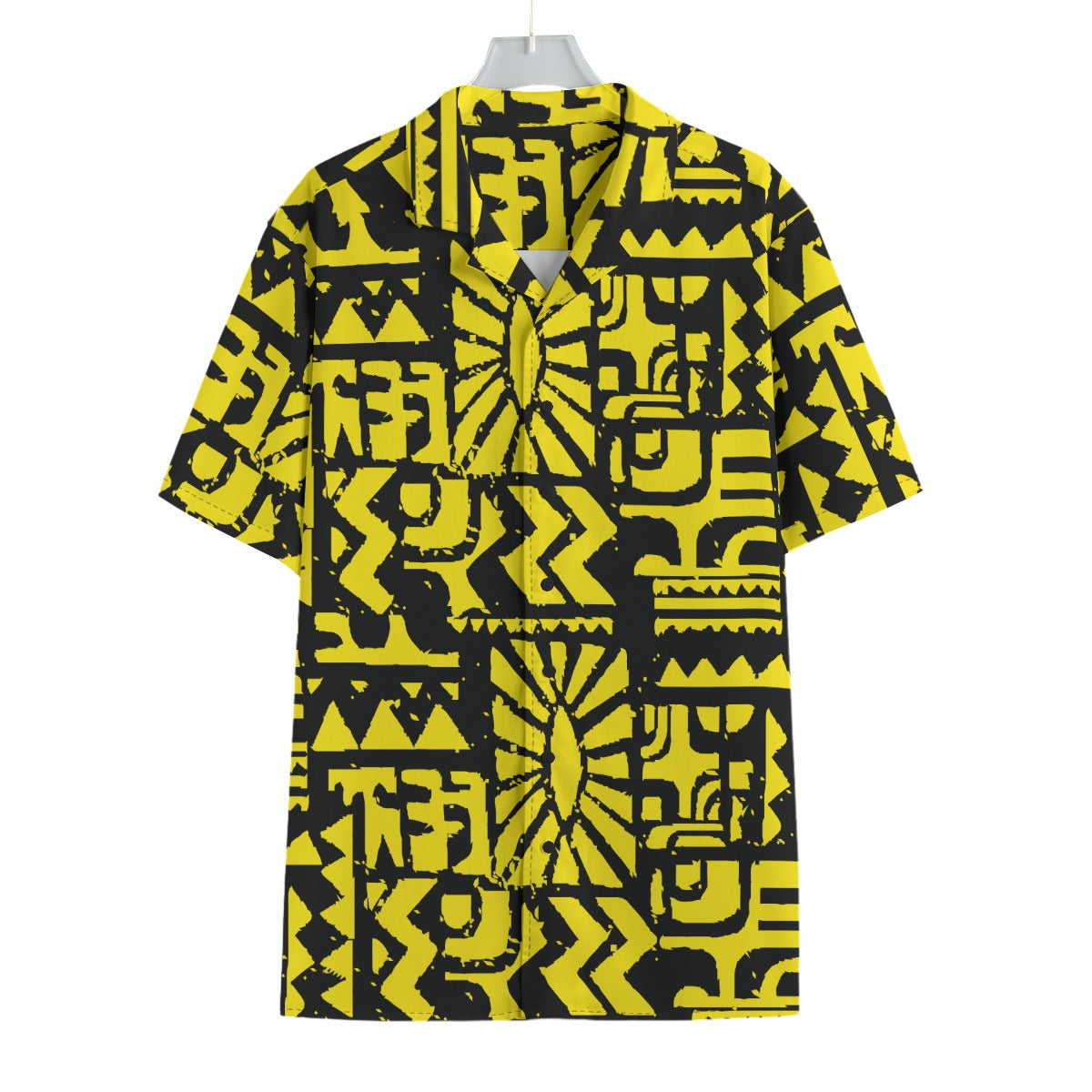 Yellow and Black Aztec Shirt Costume Eleven Button Up