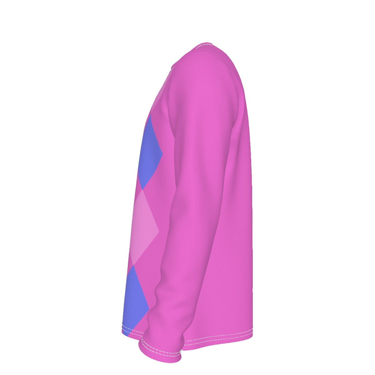 Pink and Blue Argyle Long Sleeve Shirt, Bright Colorblock Kawaii JPOP KPOP Fashion Baby Costume
