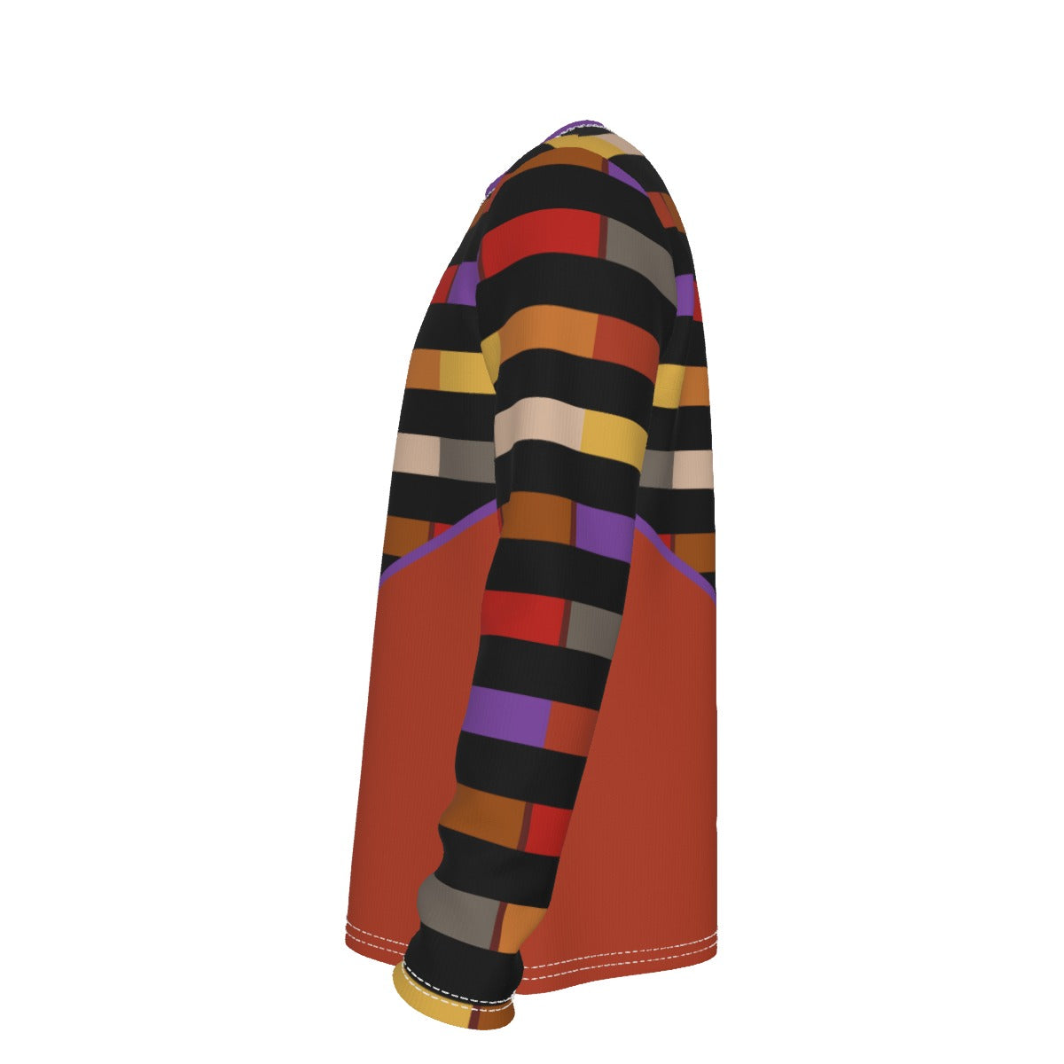 Purple Orange Black Color Block Long Sleeve Shirt, Future Civilian Costume T-Shirt Jake Sisko