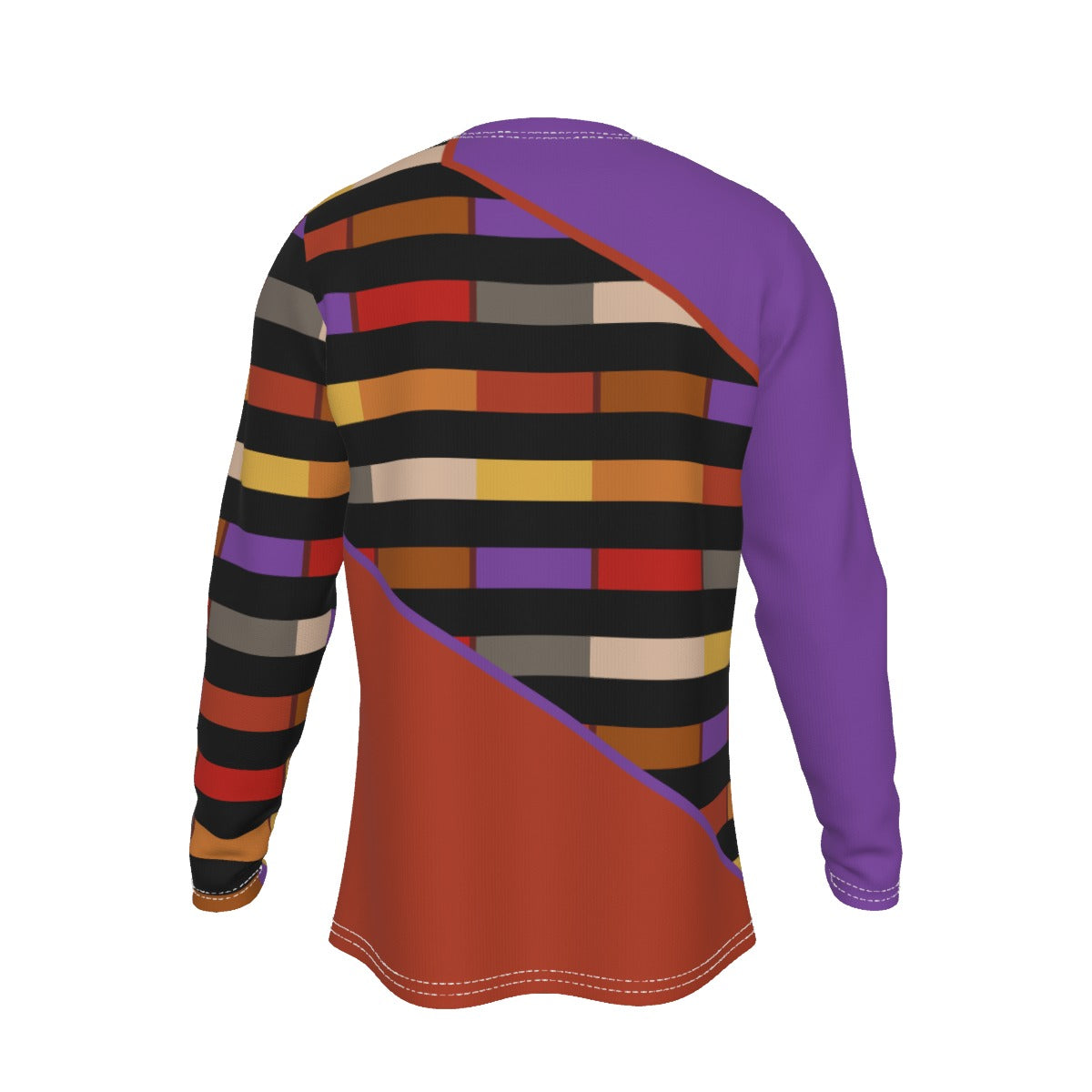 Purple Orange Black Color Block Long Sleeve Shirt, Future Civilian Costume T-Shirt Jake Sisko