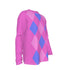 Pink and Blue Argyle Long Sleeve Shirt, Bright Colorblock Kawaii JPOP KPOP Fashion Baby Costume