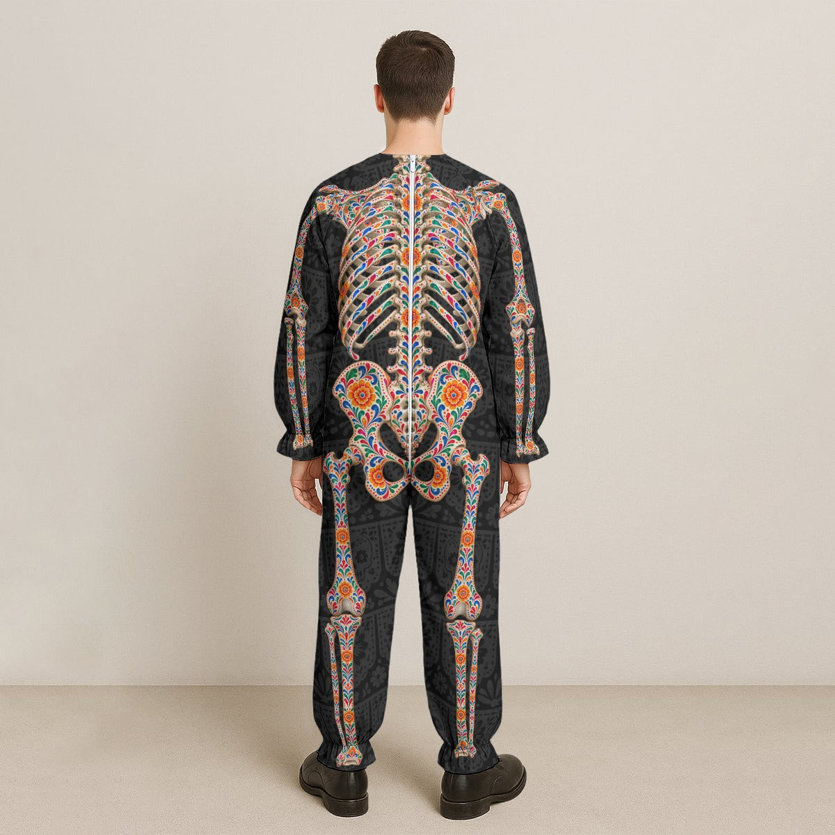 Día de los Muertos Skeleton Costume, Papel Picado Day of the Dead Halloween Jumpsuit