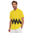 Yellow Polo Charlie Shirt With Black Zigzag Cartoon Blockhead - Costume - Drawn Look Brown