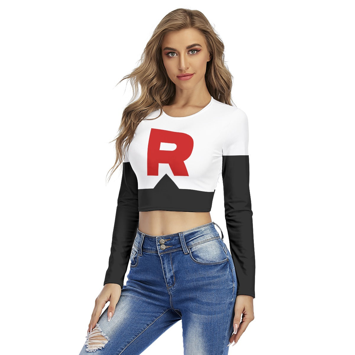 Team Long Sleeve Crop Top Rocket Shirt Uniform Costume