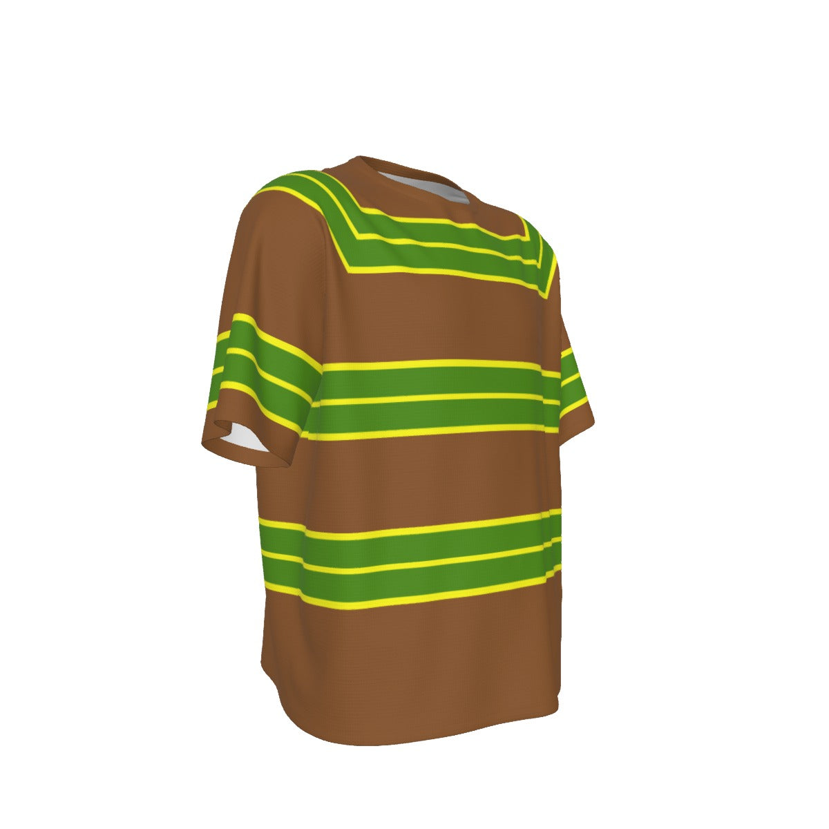 Cobain Look Brown Shirt Green Stripes Drop-shoulder T-shirt Sweater Tribute