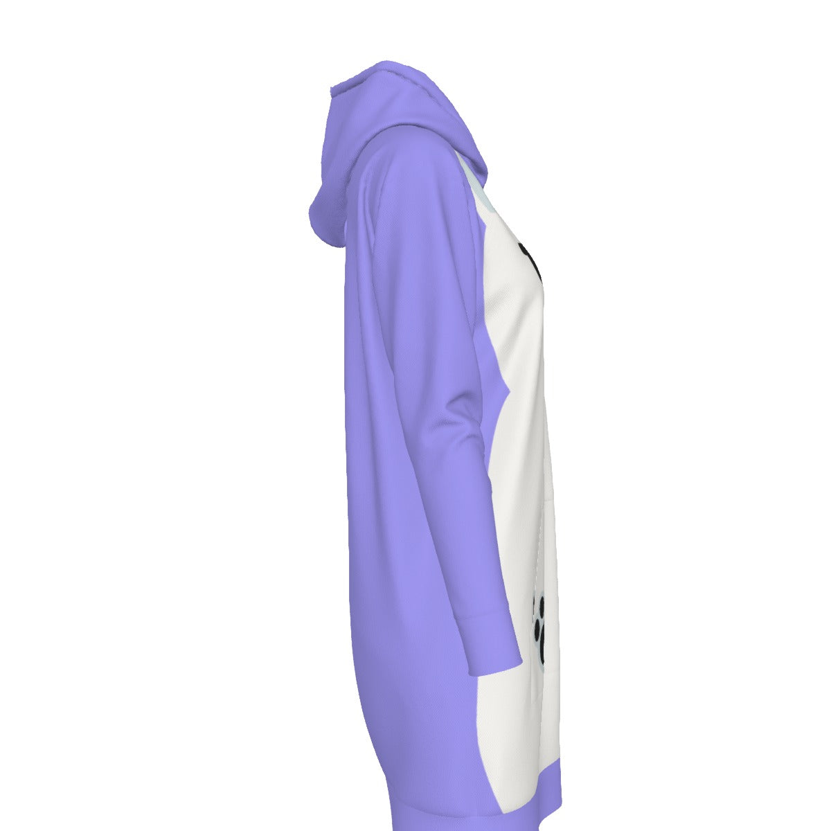 Women's Polar Bear Long Hoodie Sweatshirt Dress Blue Purple