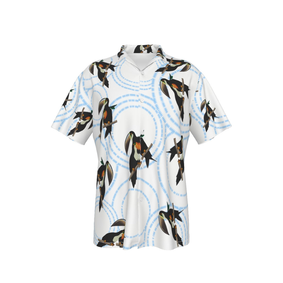 Durden Toucan Men's Hawaiian Shirt Costume Fight - White Shirt with Toucans